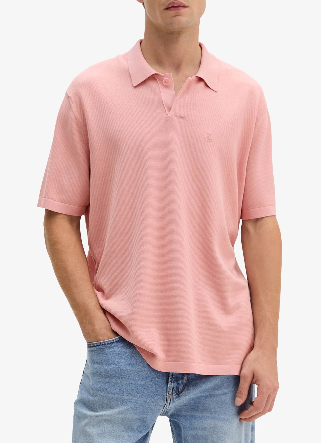 Marc O'Polo Comfort fit polo met logoborduring - detail 4 rose mauve-8181 / roze