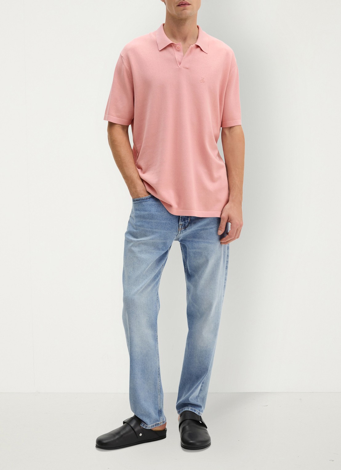 Marc O'Polo Comfort fit polo met logoborduring - voorkant 3 rose mauve-8181 / roze