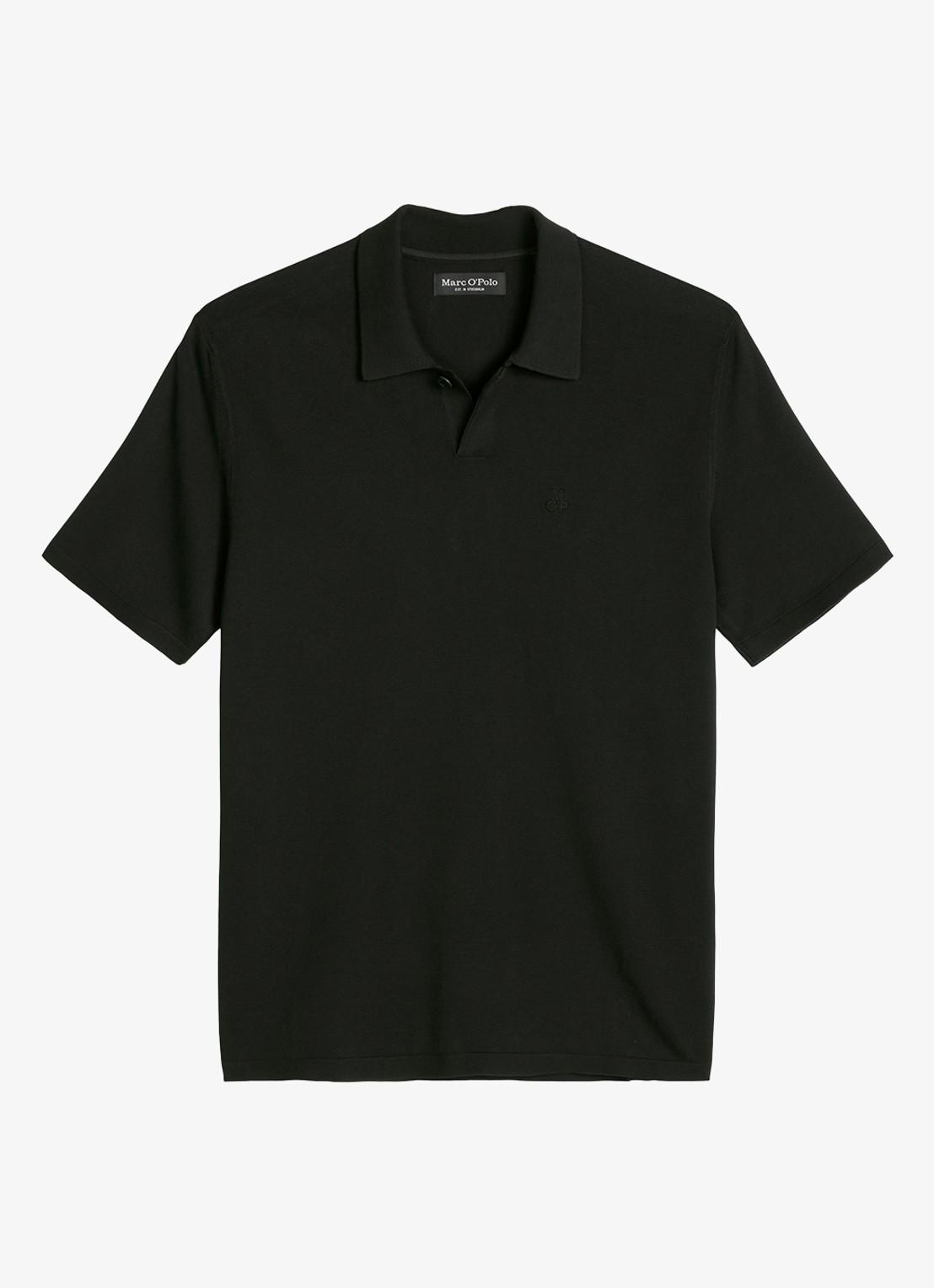 Marc O'Polo Comfort fit polo met logoborduring - voorkant 2 black-0001 / zwart