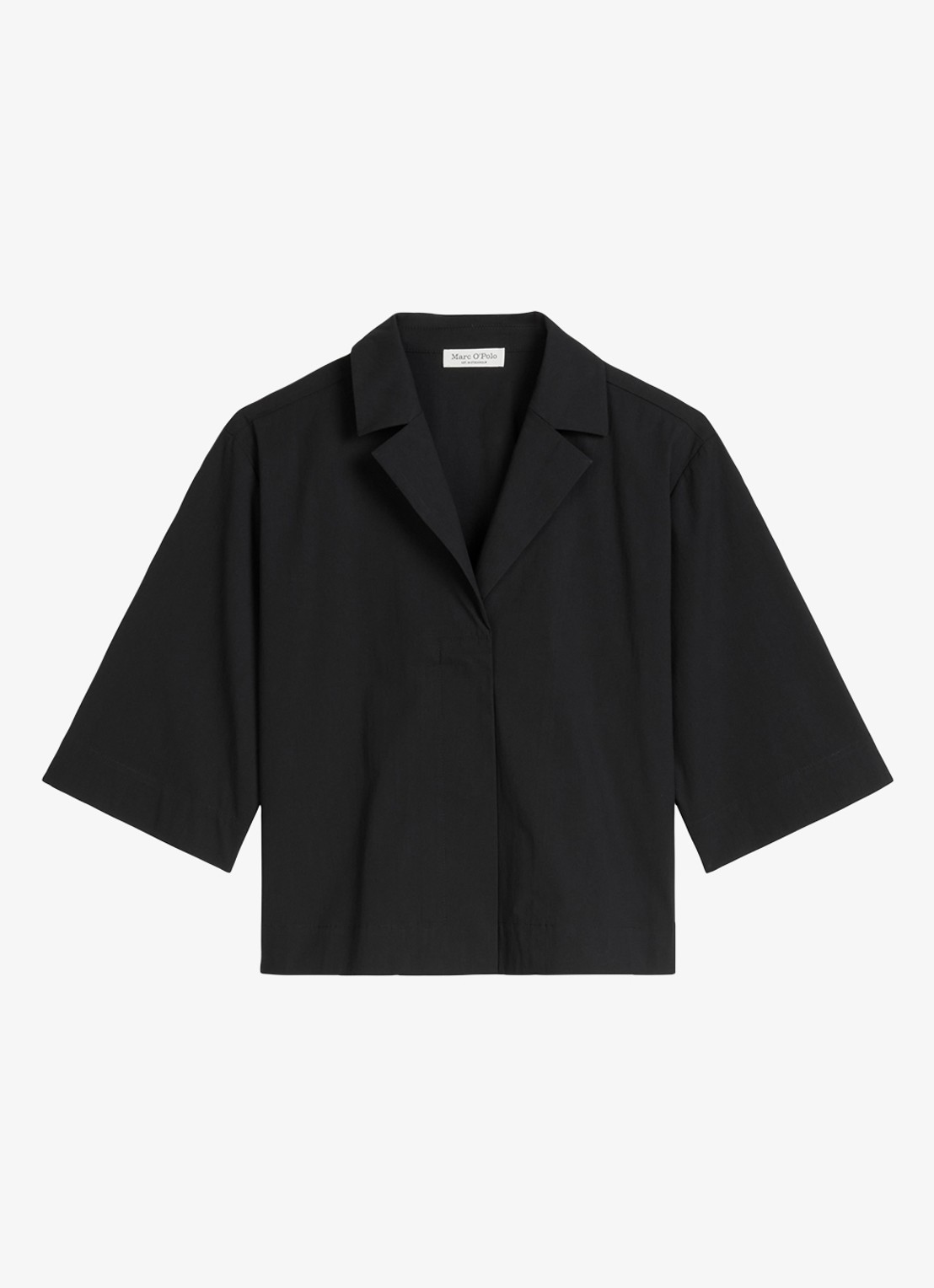 Marc O'Polo Cropped blouse met blinde knoopsluiting - voorkant black / zwart