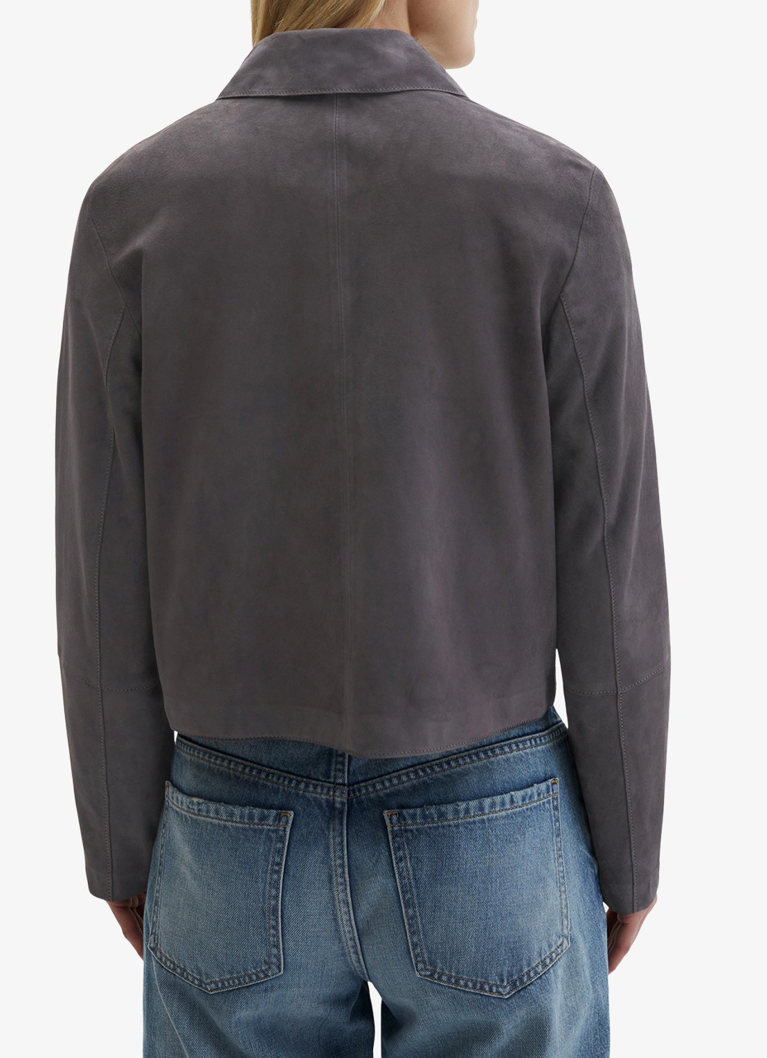 Marc O'Polo Cropped jack met steekzakken - achterkant 5 donkergrijs