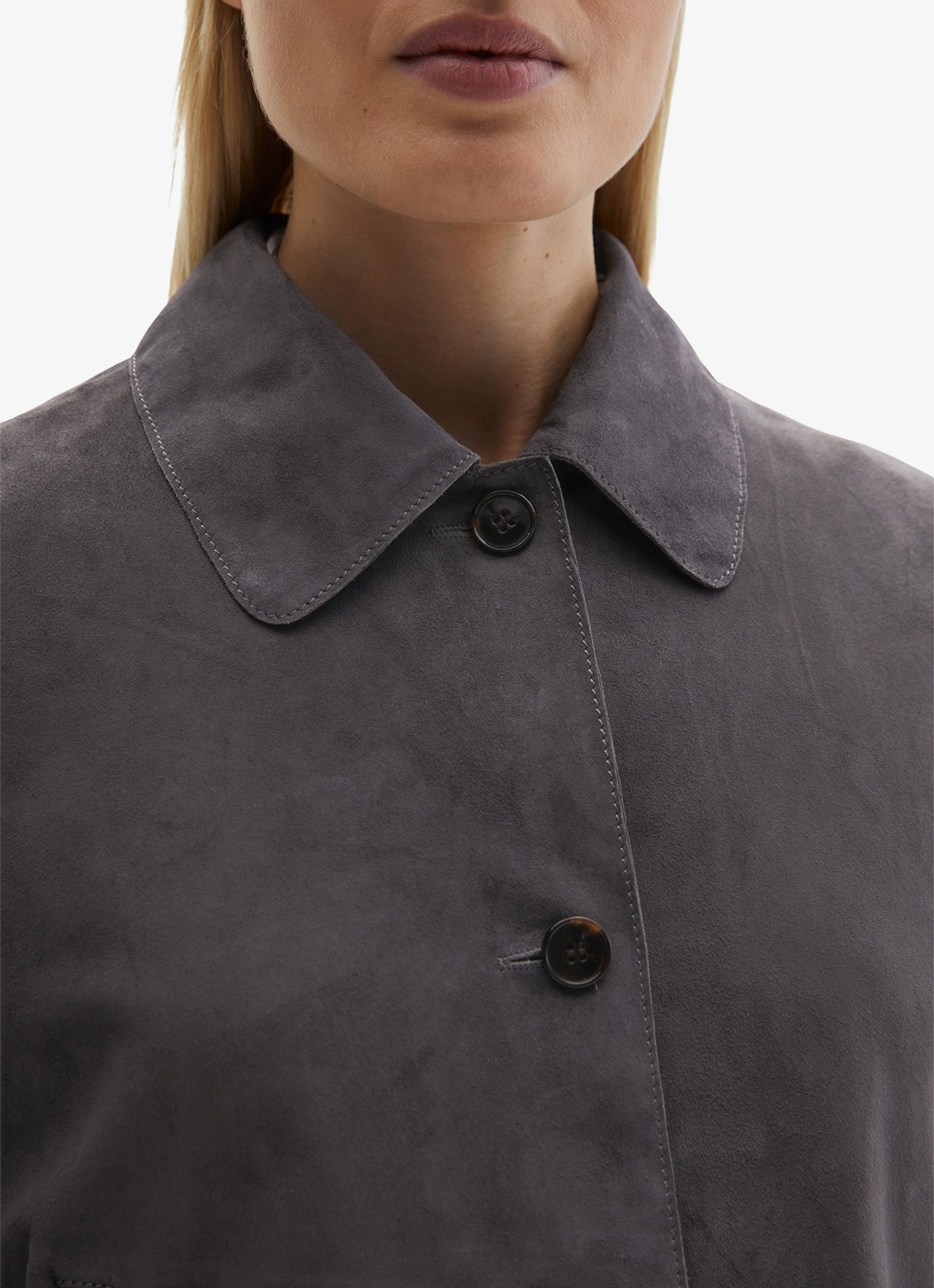 Marc O'Polo Cropped jack met steekzakken - detail 4 donkergrijs