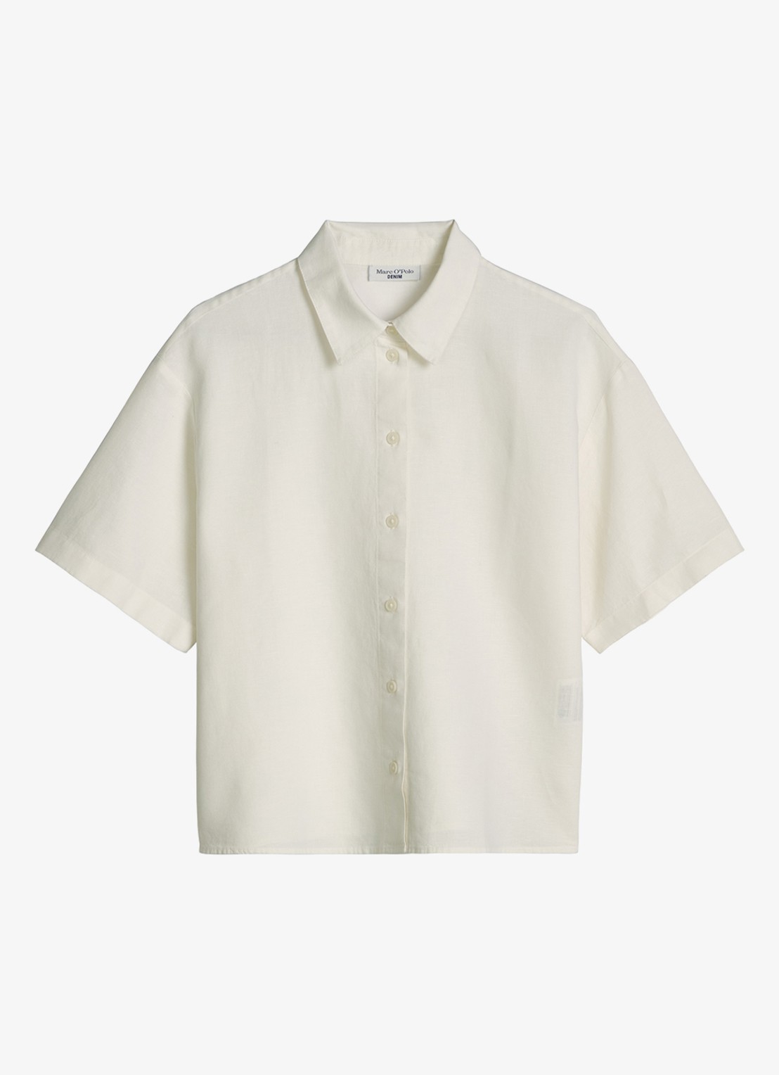 Marc O'Polo Denim Blouse in linnenblend - voorkant silky white-1183 / wit
