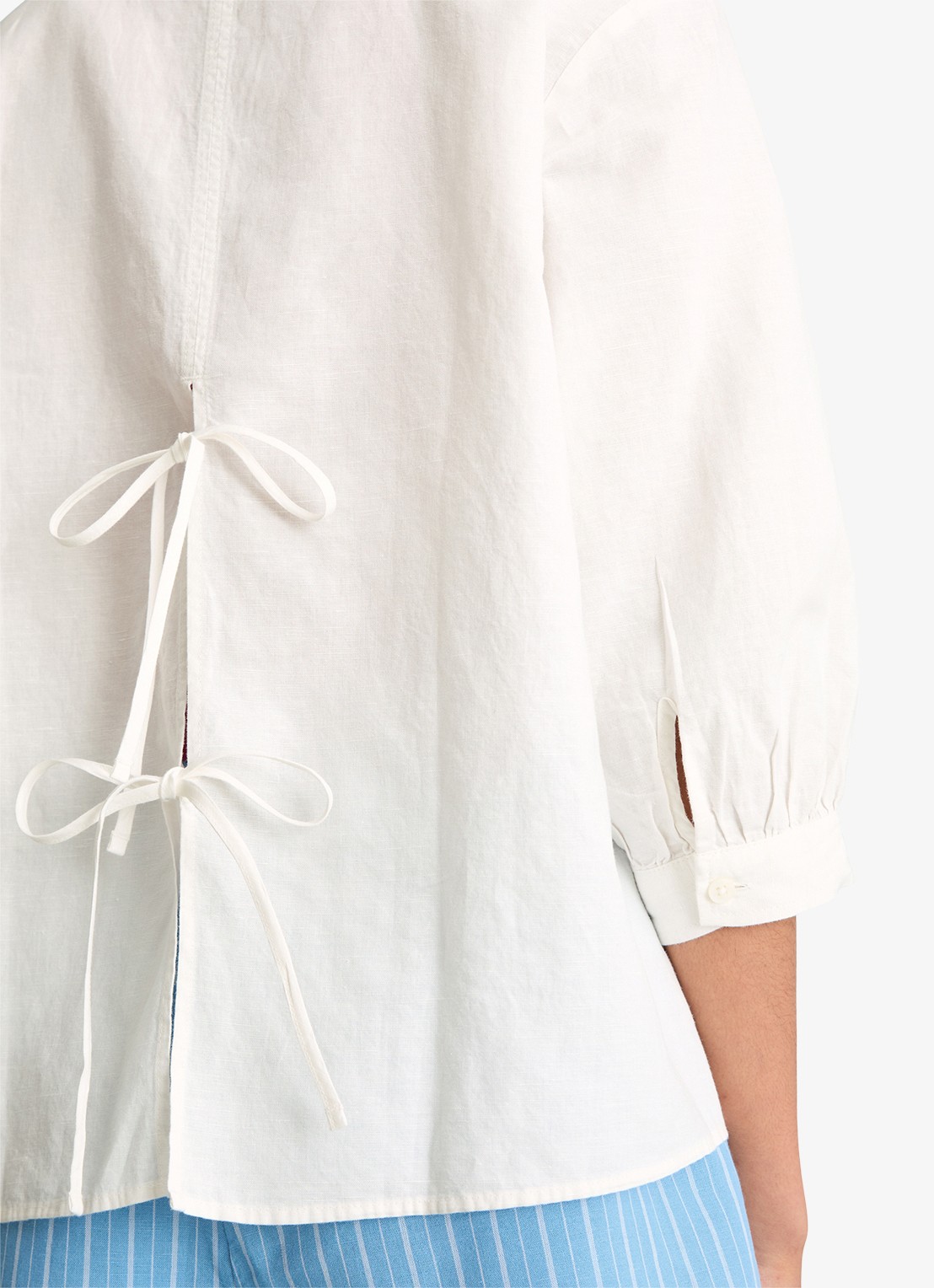 Marc O'Polo Denim Blouse met gestrikt detail - detail 5 wit