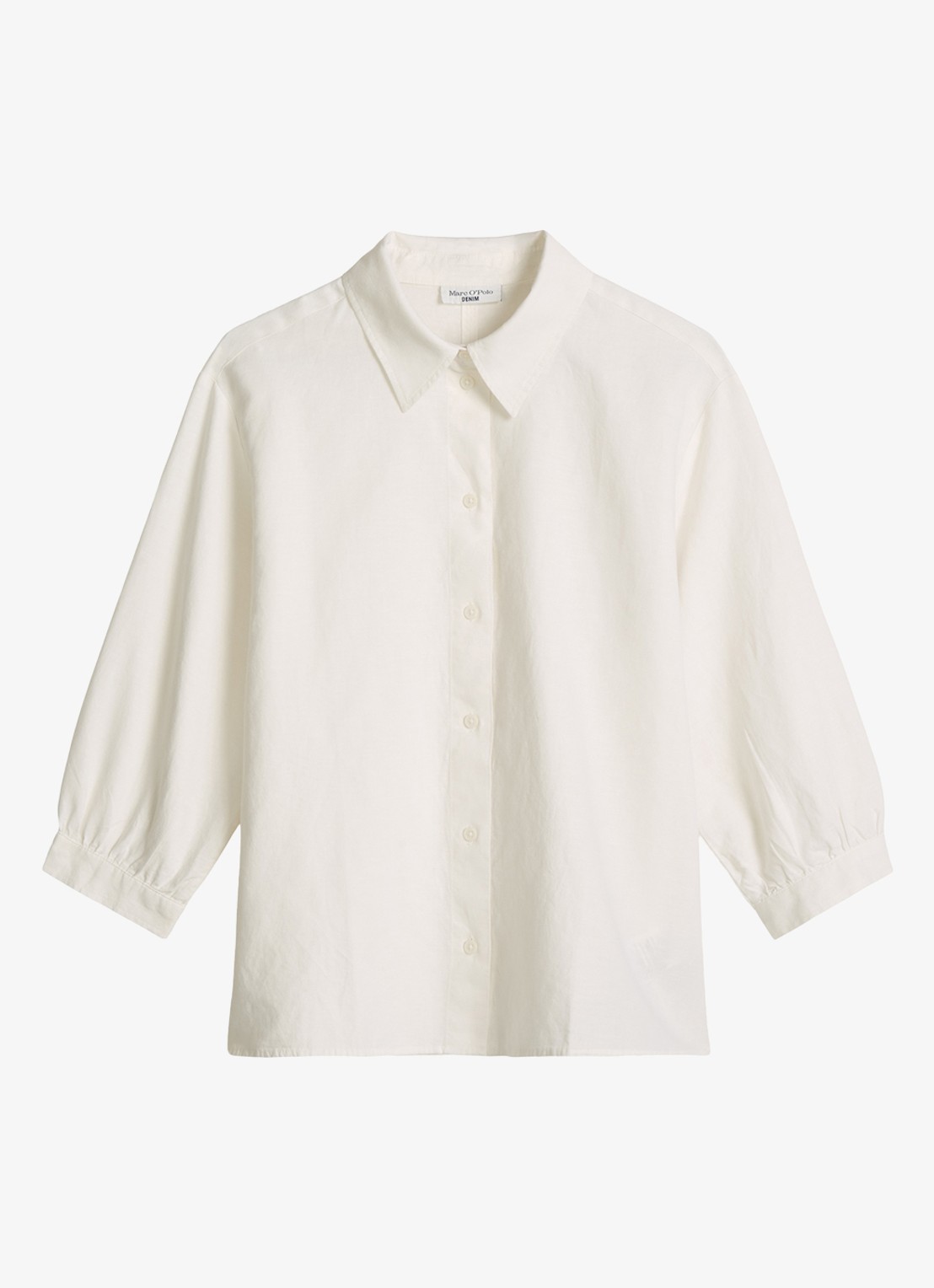 Marc O'Polo Denim Blouse met gestrikt detail - voorkant 2 wit