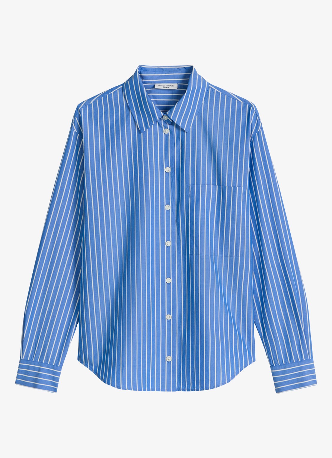 Marc O'Polo Denim Blouse met streepprint en borstzak - voorkant 4 blauw