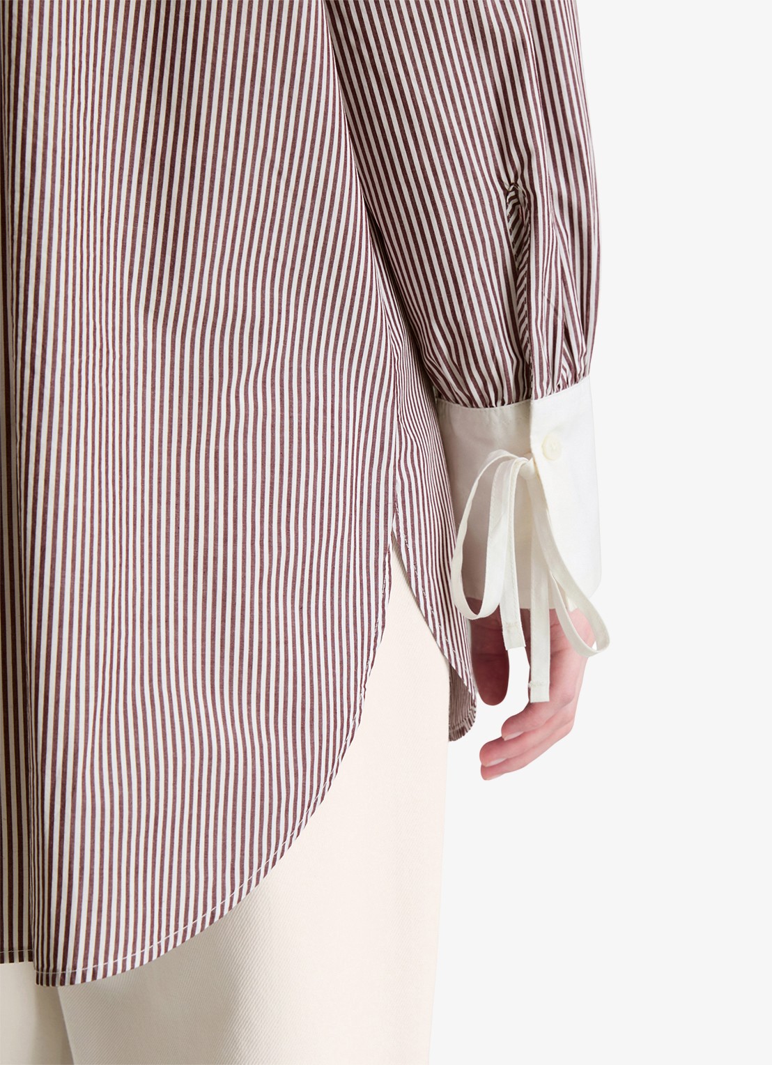 Marc O'Polo Denim Blouse met streepprint en borstzak - detail 5 dark red/7026
