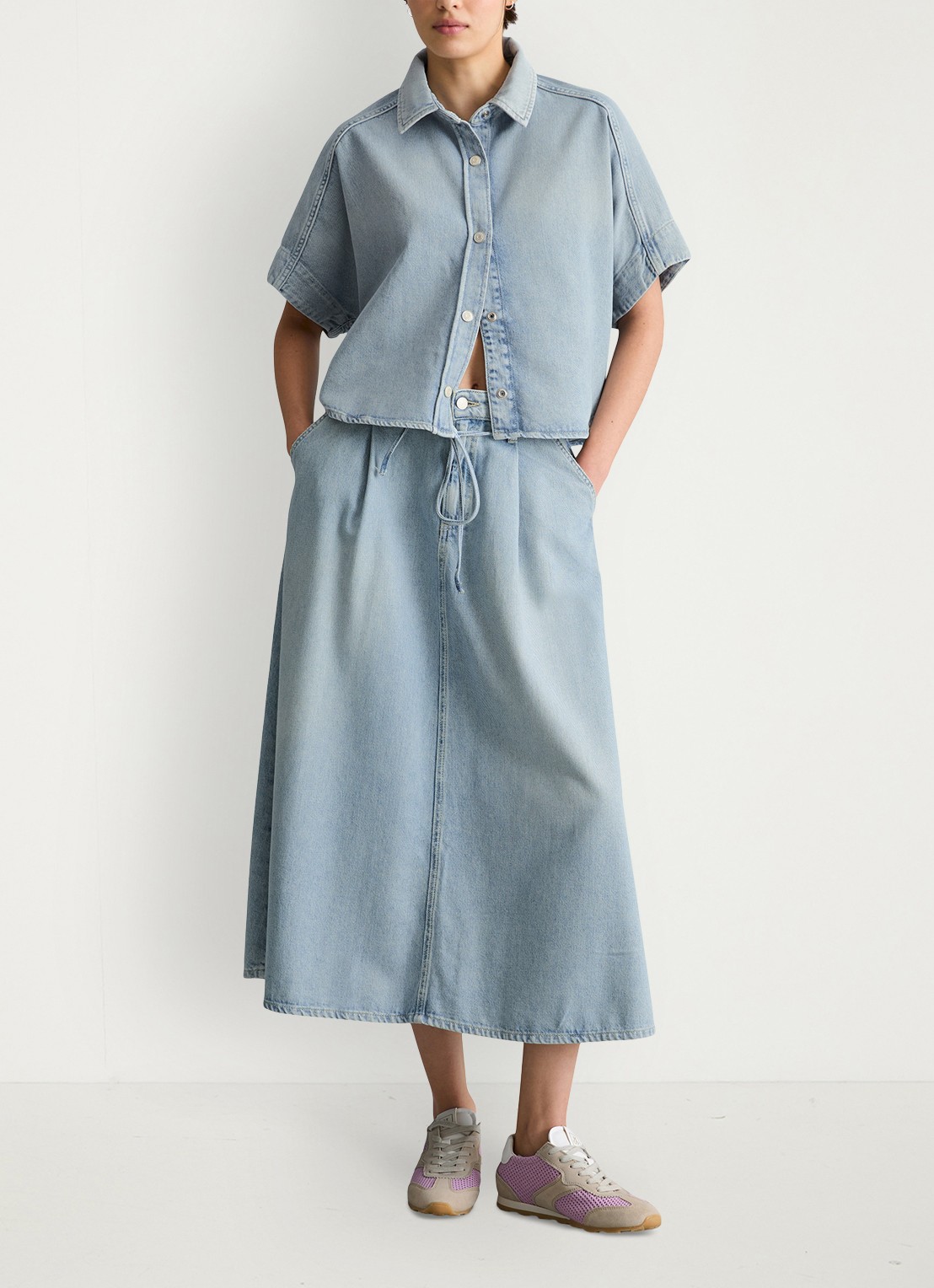 Marc O'Polo Denim Blouse van denim - voorkant 5 indigo