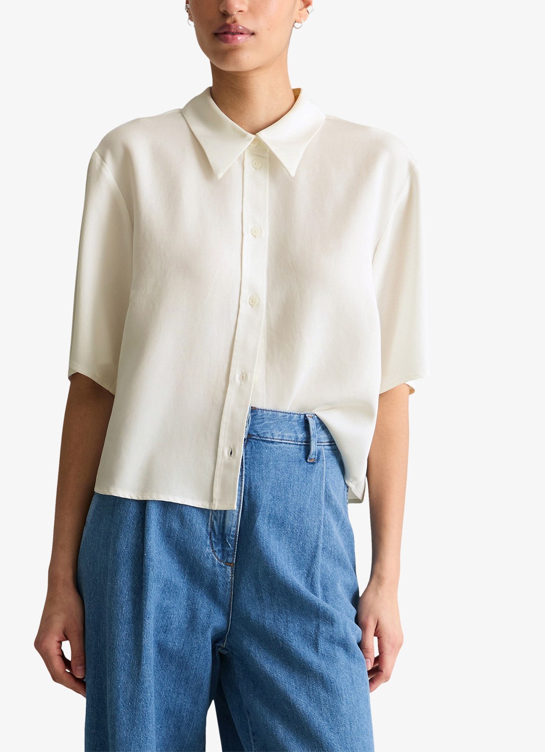 Marc O'Polo Denim Blouse van lyocell - detail 3 gebroken wit