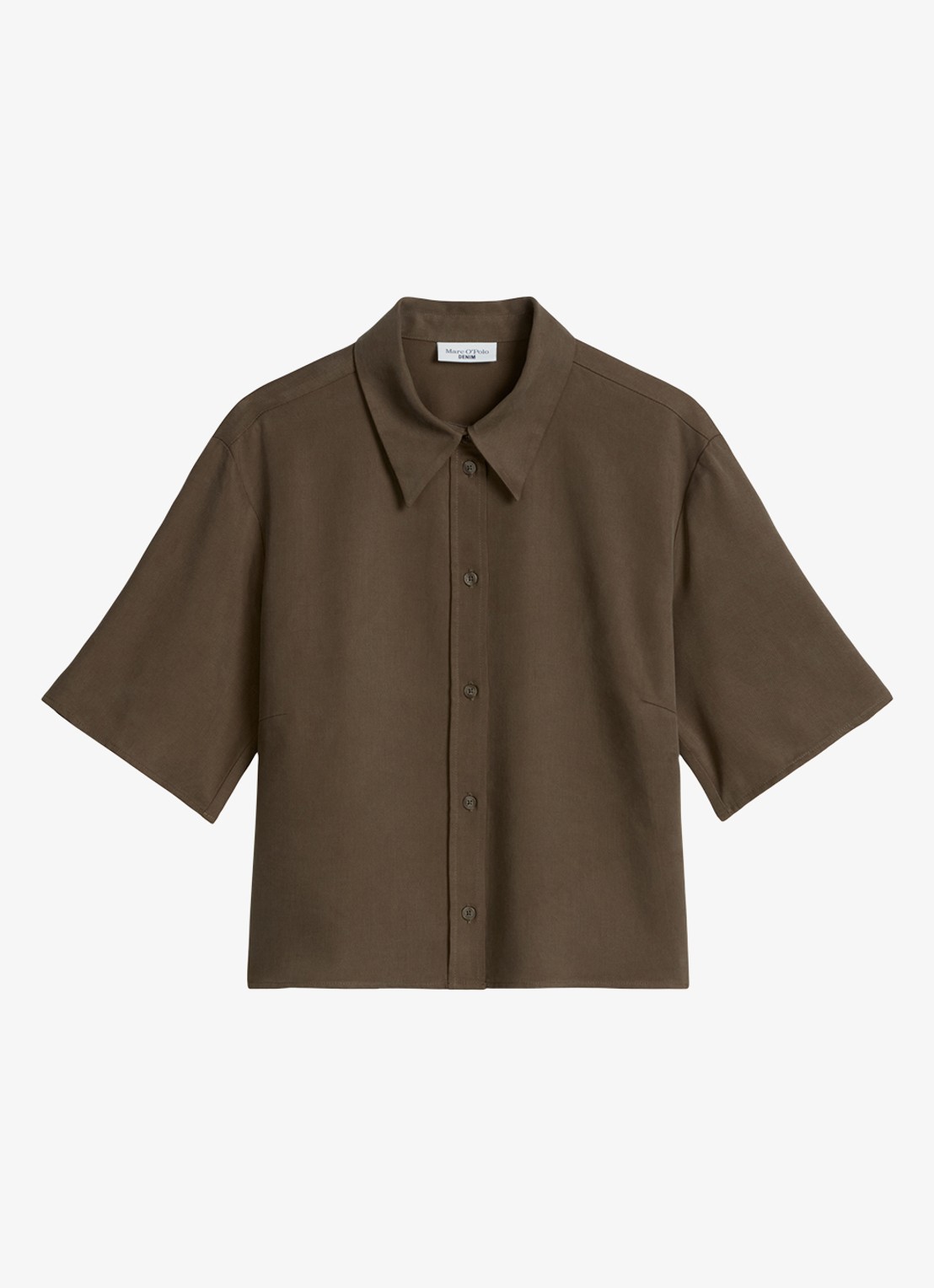 Marc O'Polo Denim Blouse van lyocell - voorkant 3 donkerbruin