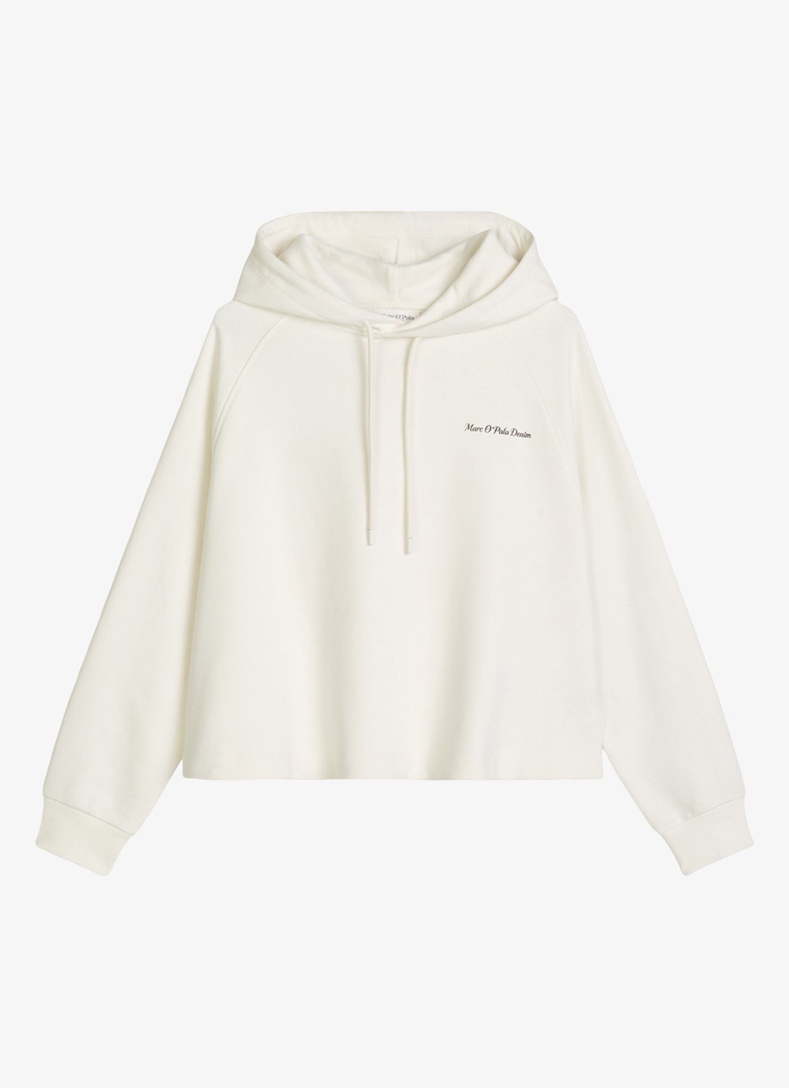 Marc O'Polo Denim Cropped hoodie van katoen met logo- en backprint - voorkant 2 silky white-1183 / wit