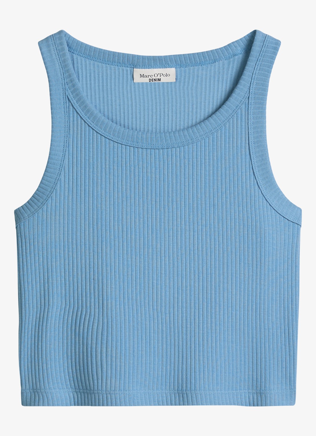Marc O'Polo Denim Cropped tanktop met ribstructuur - voorkant 2 blauw