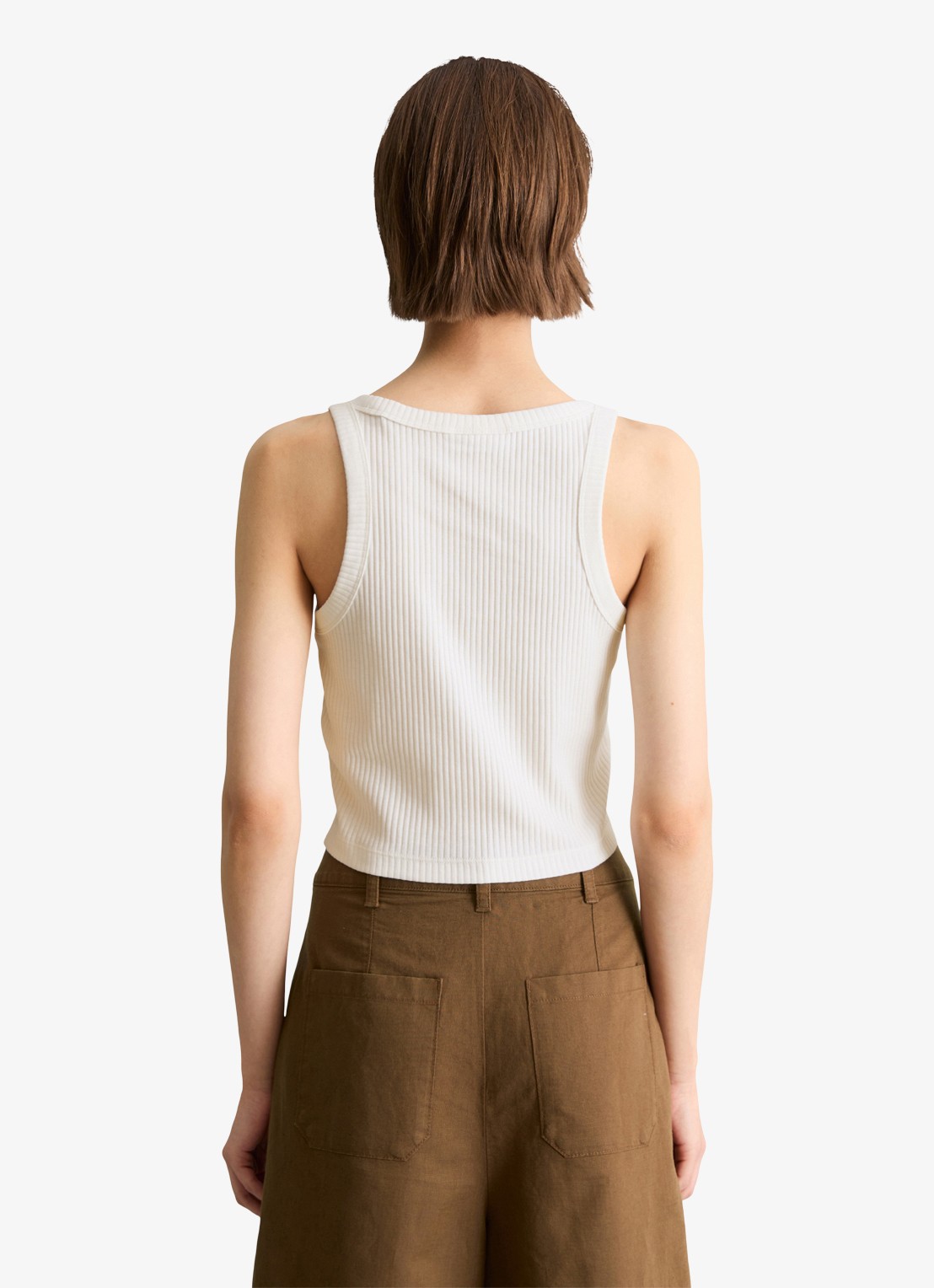 Marc O'Polo Denim Cropped tanktop met ribstructuur - achterkant 5 gebroken wit