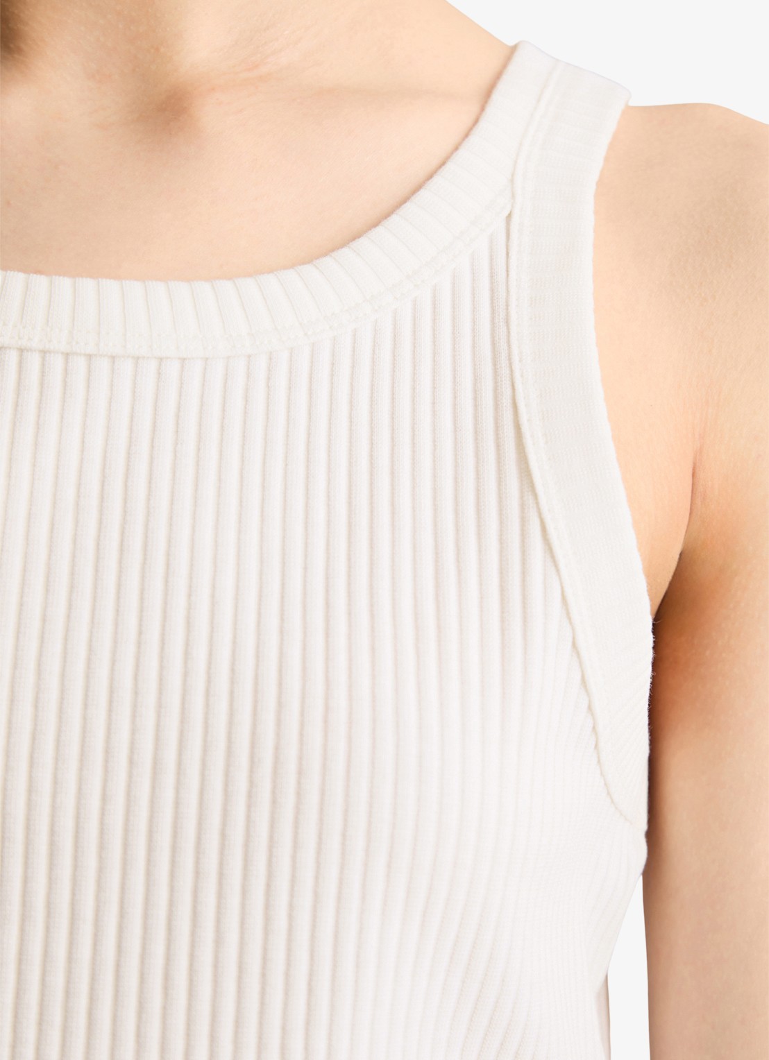 Marc O'Polo Denim Cropped tanktop met ribstructuur - detail 4 gebroken wit