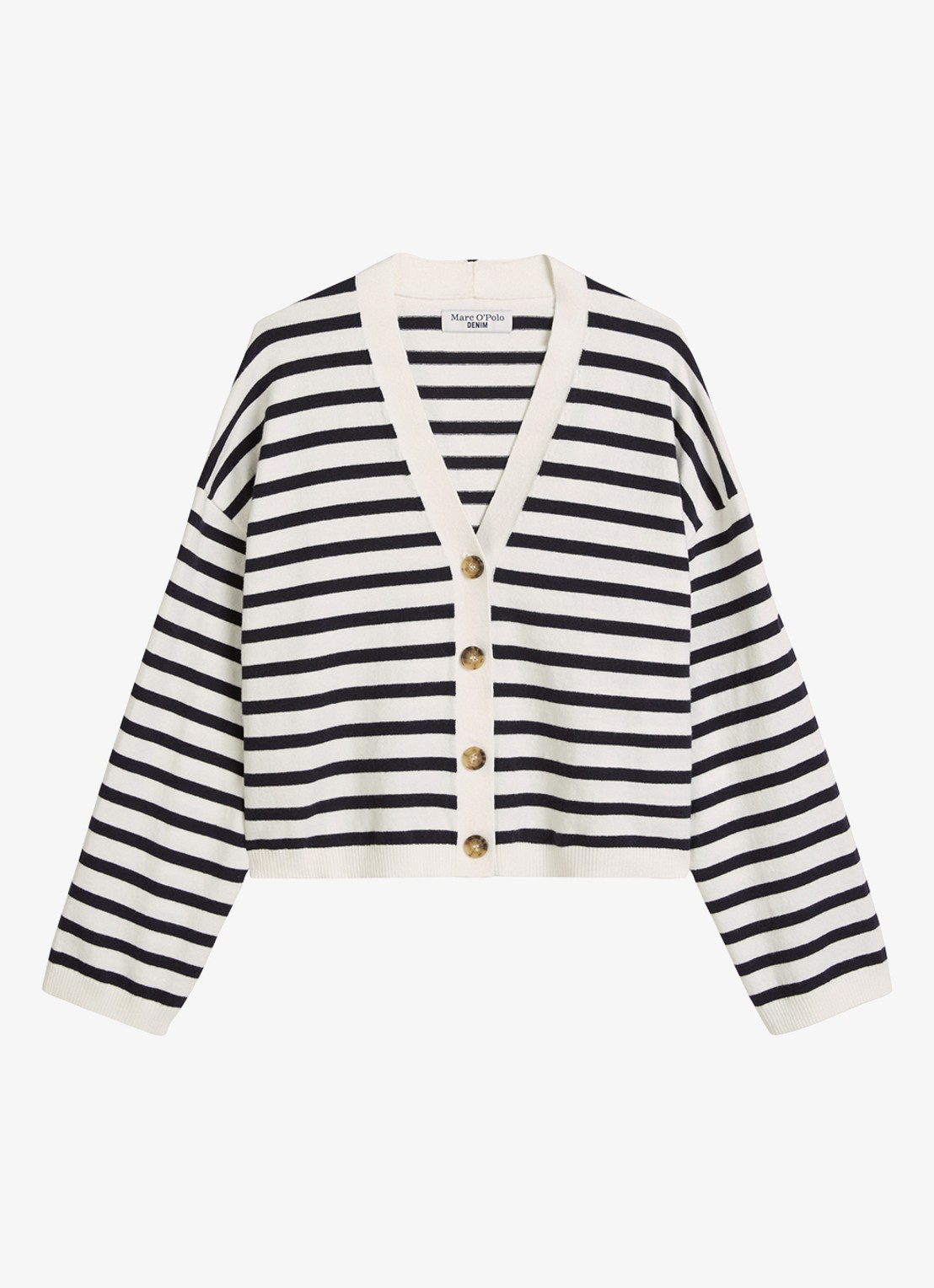 Marc O'Polo Denim Fijngebreid vest met streepprint  - voorkant 4 wit