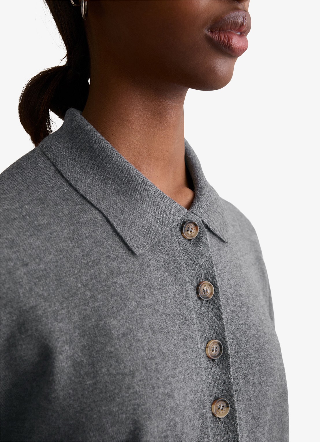 Marc O'Polo Denim Fijngebreide trui in katoenblend - detail 4 grijs
