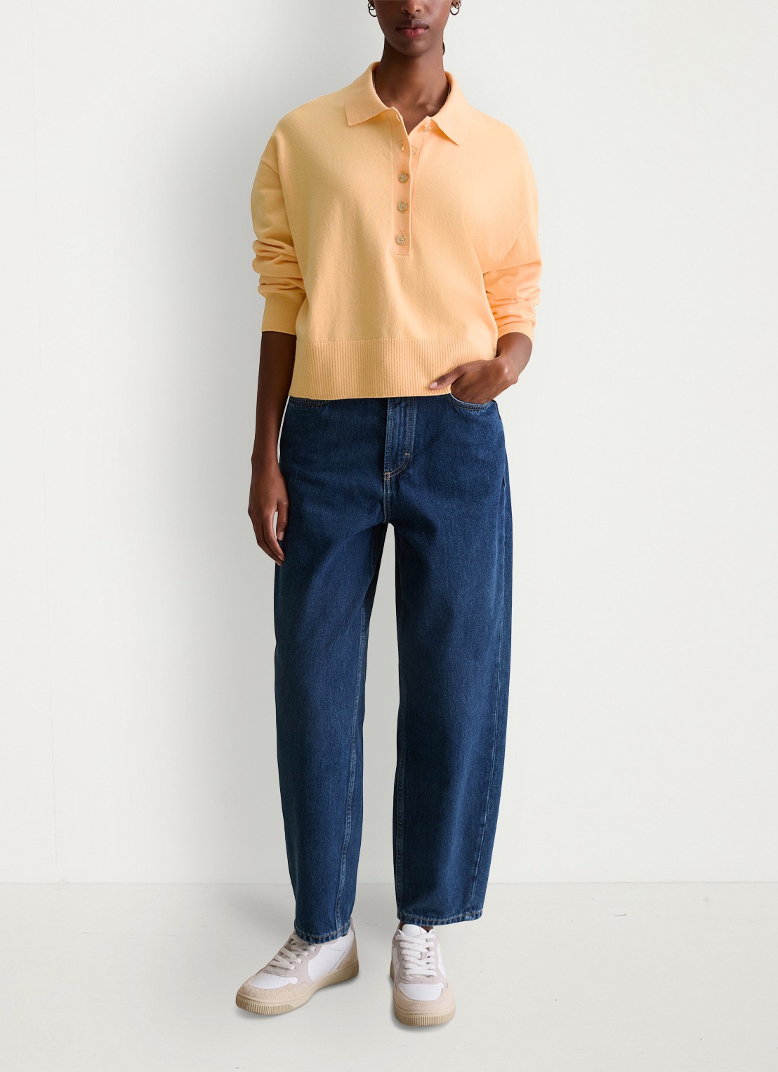 Marc O'Polo Denim Fijngebreide trui in katoenblend - voorkant 5 orange