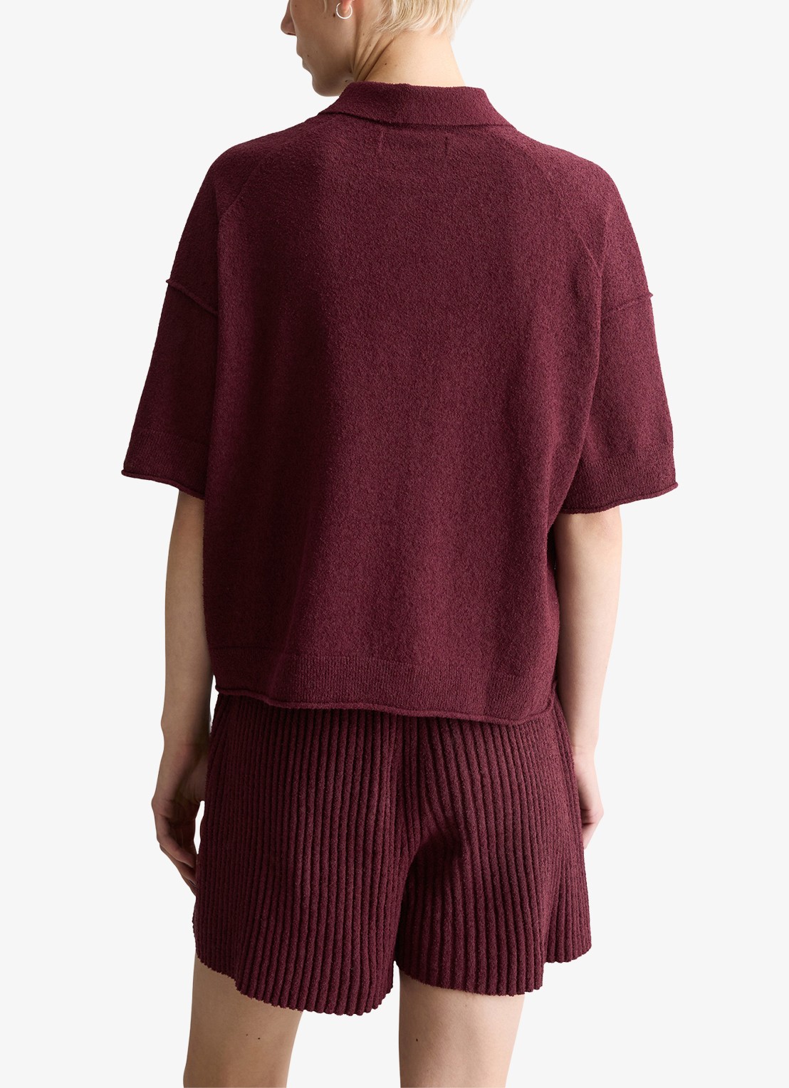 Marc O'Polo Denim Fijngebreide trui met polokraag  - achterkant merlot red/6932