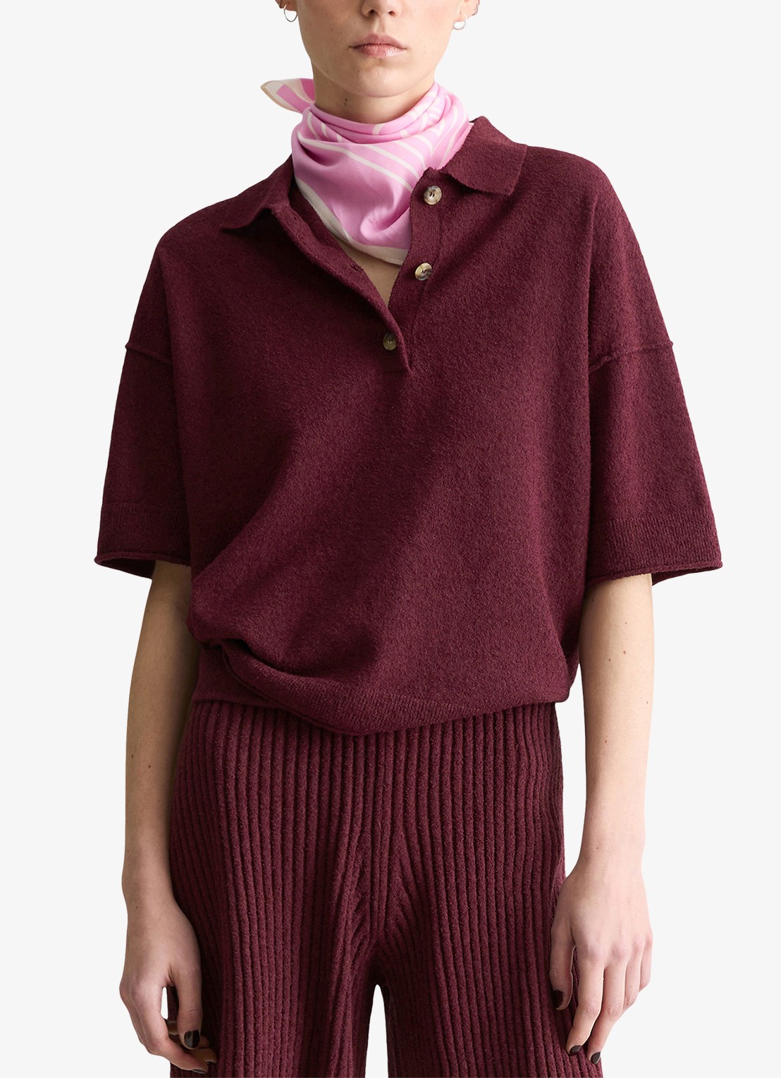 Marc O'Polo Denim Fijngebreide trui met polokraag  - detail 2 merlot red/6932