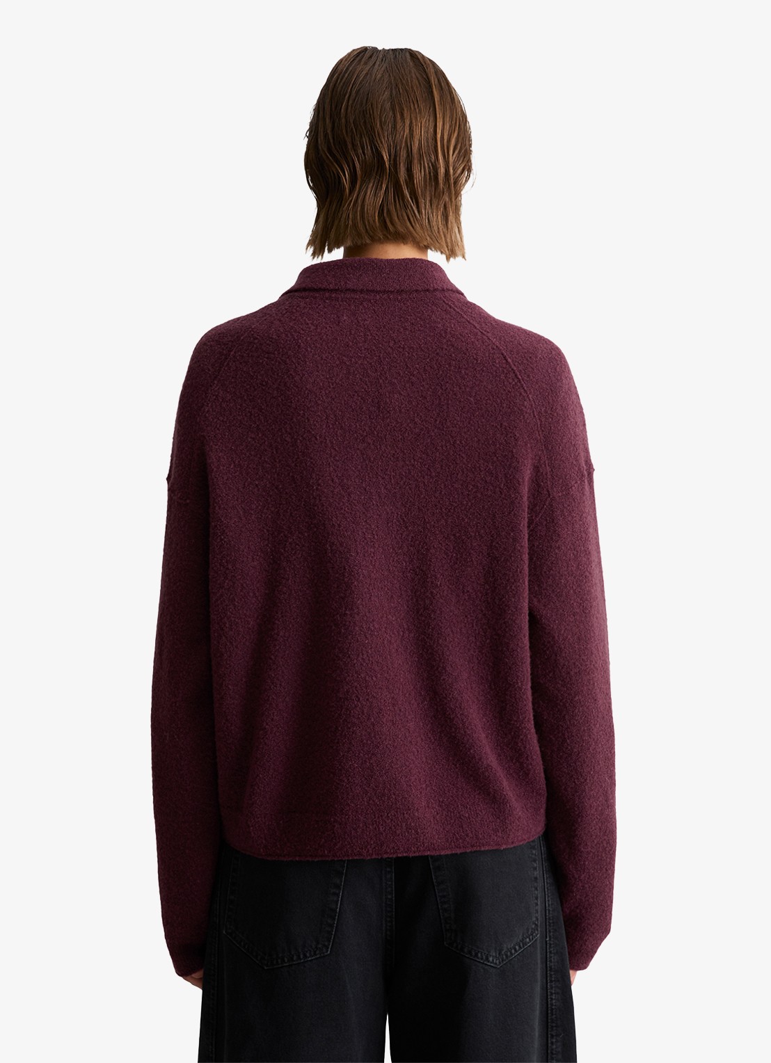 Marc O'Polo Denim Fijngebreide trui met polokraag - achterkant bordeauxrood
