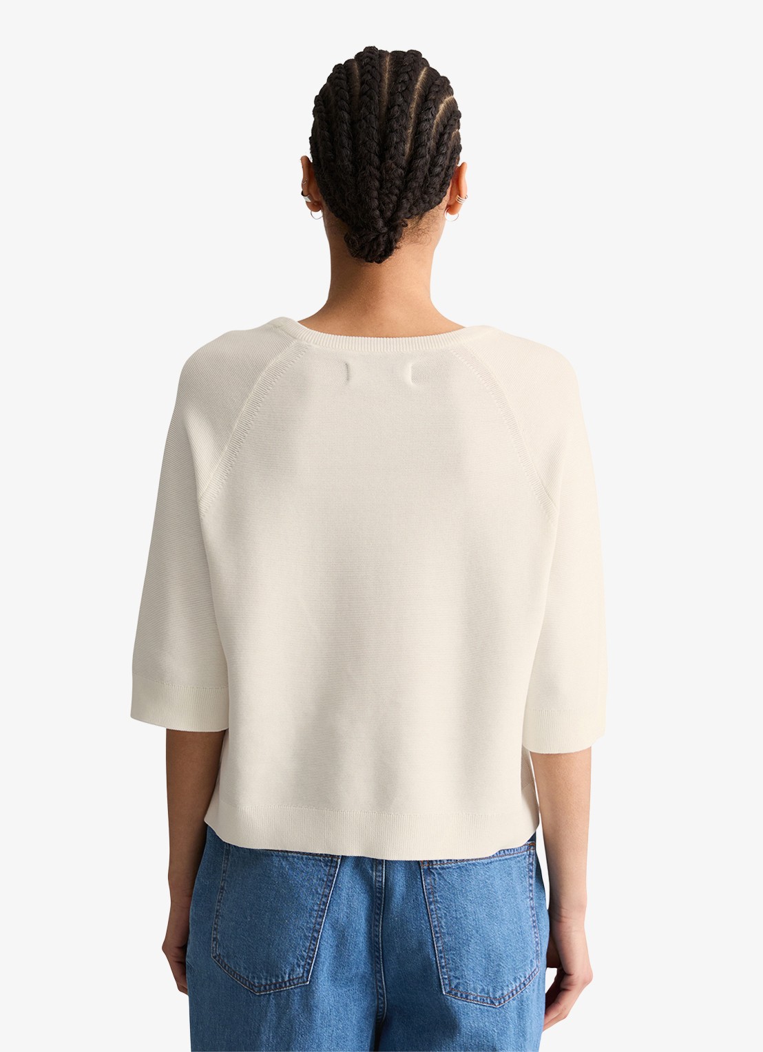 Marc O'Polo Denim Fijngebreide trui met ronde hals - achterkant wit