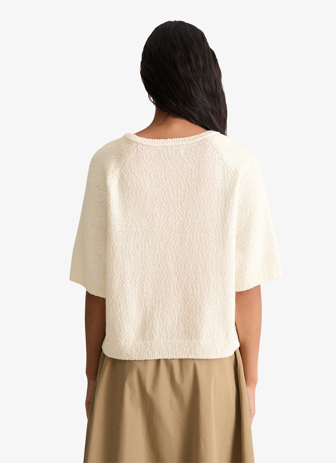 Marc O'Polo Denim Fijngebreide trui met ronde hals - achterkant 5 creamy white/1173