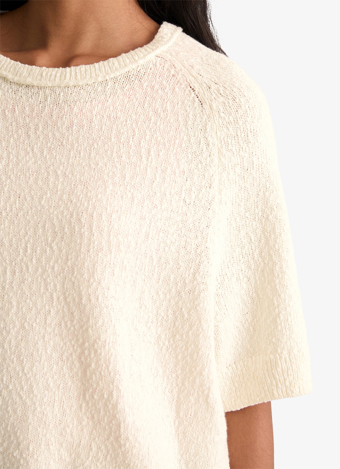 Marc O'Polo Denim Fijngebreide trui met ronde hals - detail 4 creamy white/1173