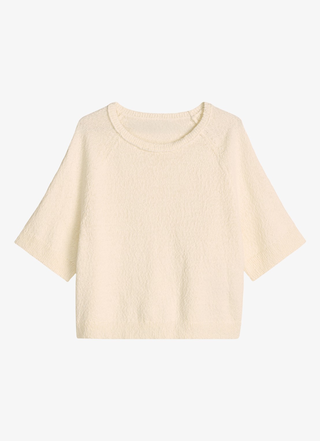 Marc O'Polo Denim Fijngebreide trui met ronde hals - voorkant creamy white/1173