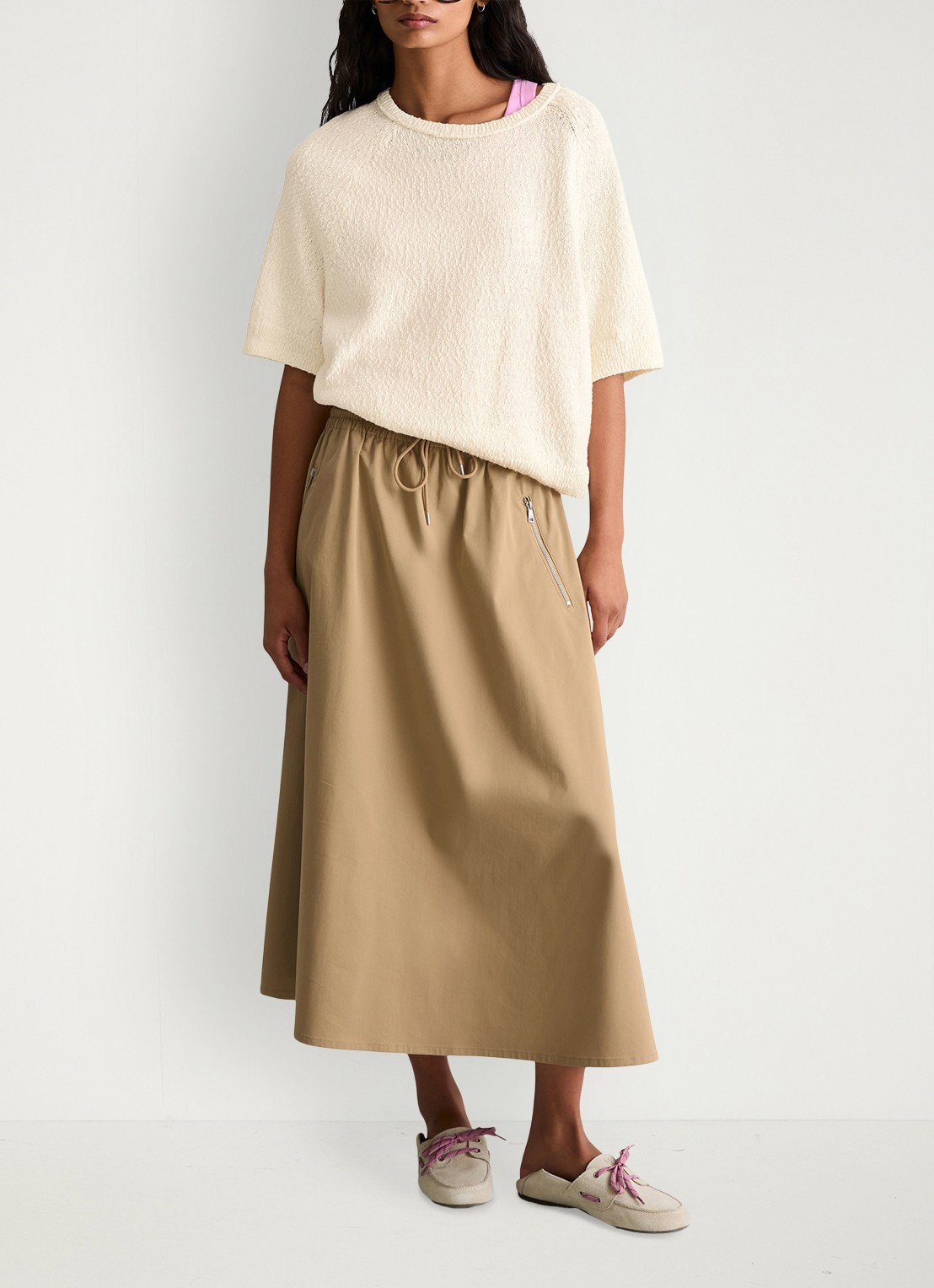 Marc O'Polo Denim Fijngebreide trui met ronde hals - voorkant 2 creamy white/1173