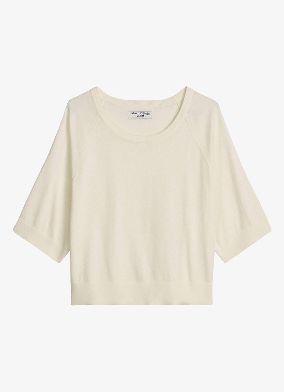 Marc O'Polo Denim Fijngebreide trui met vleermuis mouw - voorkant 4 creamy white-1173 / wit
