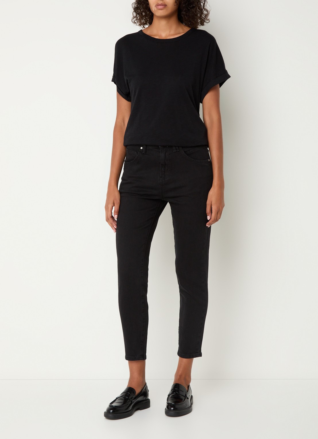 Marc O'Polo Denim Freja high waist tapered fit jeans van  katoen - voorkant 4 zwart
