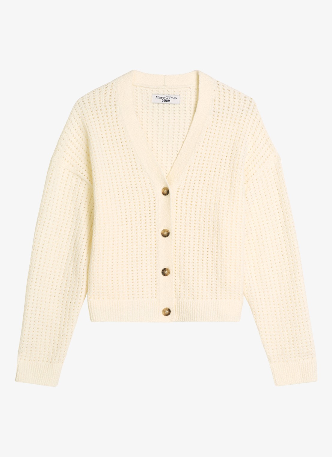 Marc O'Polo Denim Grofgebreid vest in katoenblend - voorkant creamy white-1173