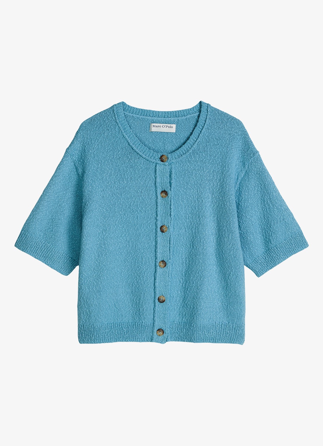 Marc O'Polo Denim Grofgebreid vest met ronde hals - voorkant 3 blue dawn/5429