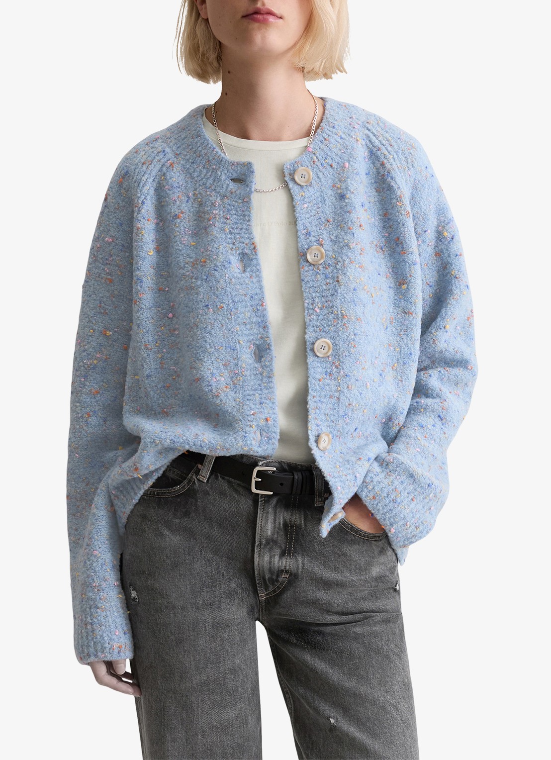 Marc O'Polo Denim Grofgebreid vest met textuur - detail lichtblauw