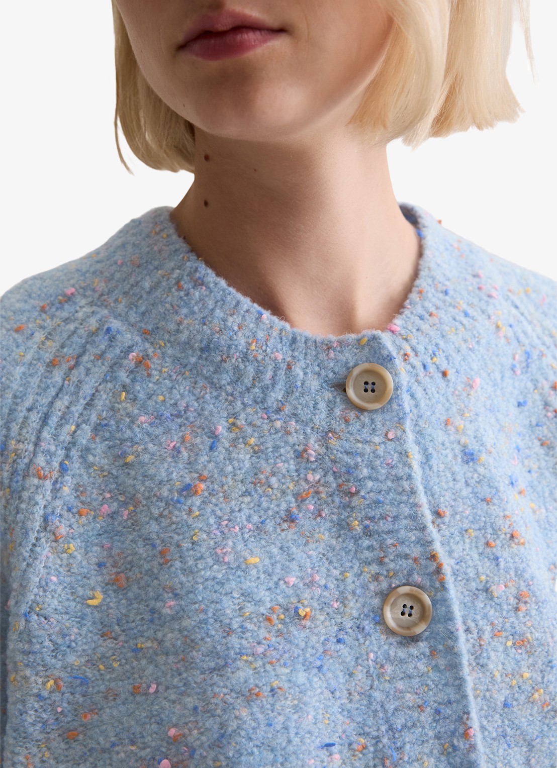 Marc O'Polo Denim Grofgebreid vest met textuur - detail 2 lichtblauw