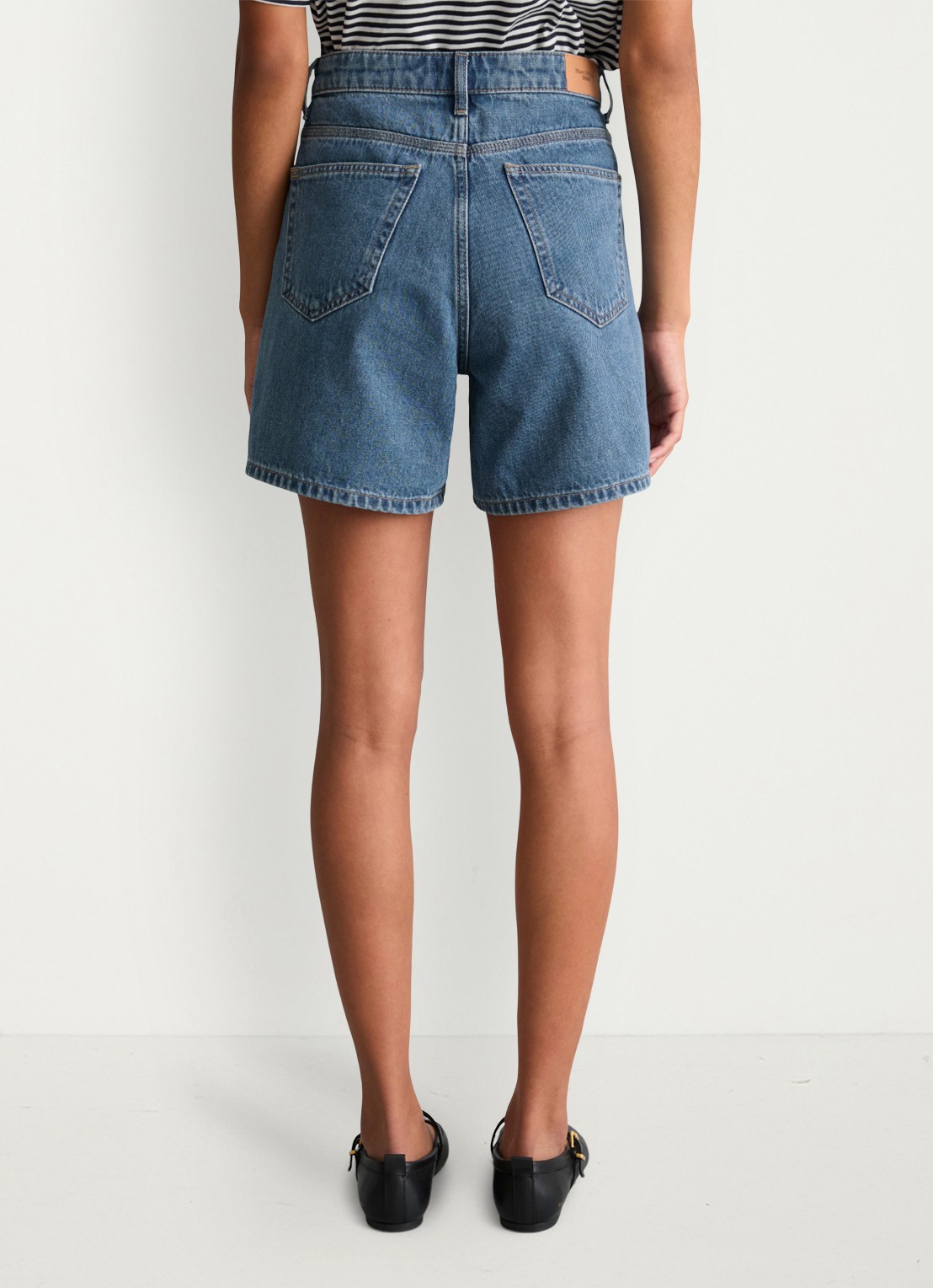 Marc O'Polo Denim High waist loose fit korte broek van denim - achterkant 3 indigo