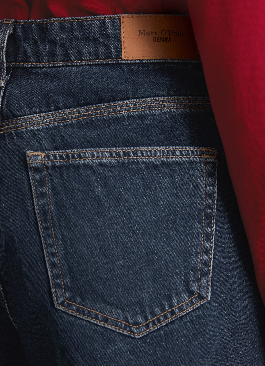Marc O'Polo Denim High waist loose fit korte broek van denim - detail 5 donkerblauw