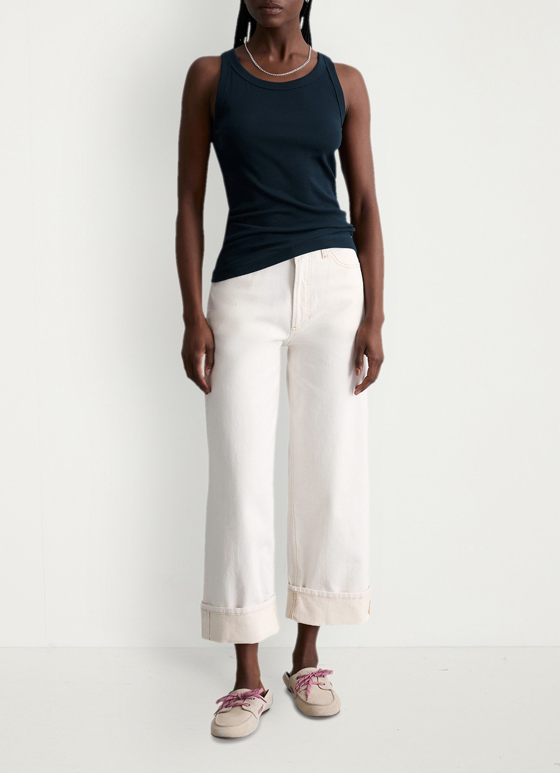 Marc O'Polo Denim High waist regular fit jeans met gekleurde wassing - voorkant 4 wit