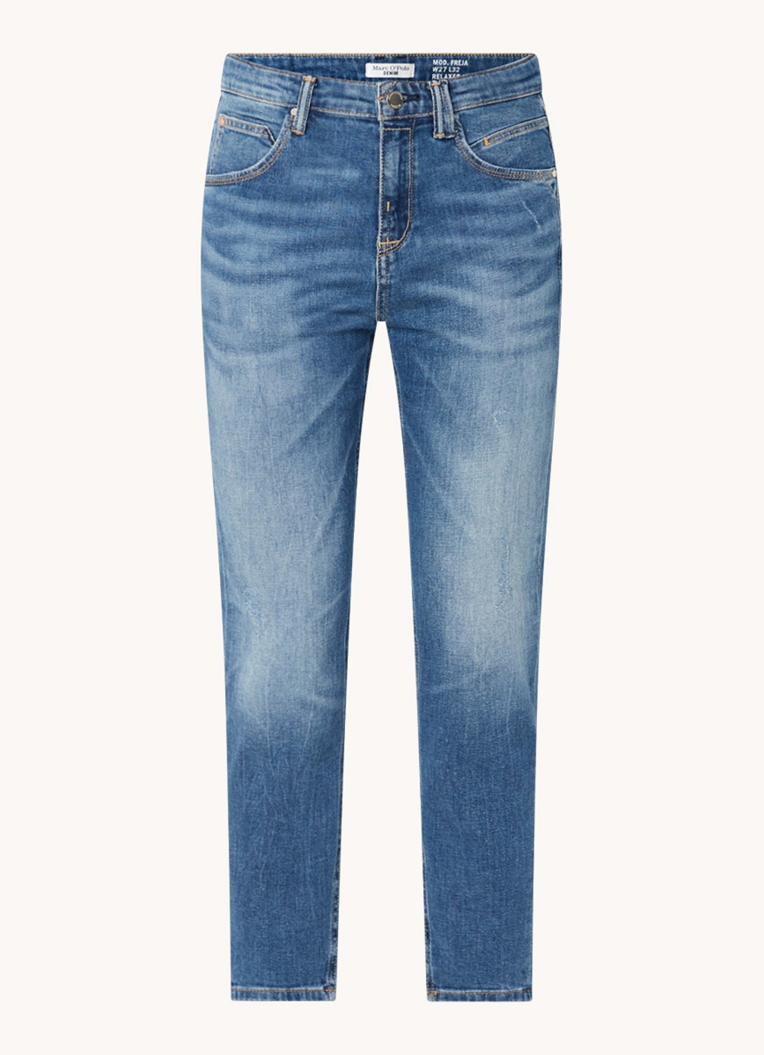 Marc O'Polo Denim High waist slim fit jeans van  katoen met medium wassing - voorkant 4 indigo
