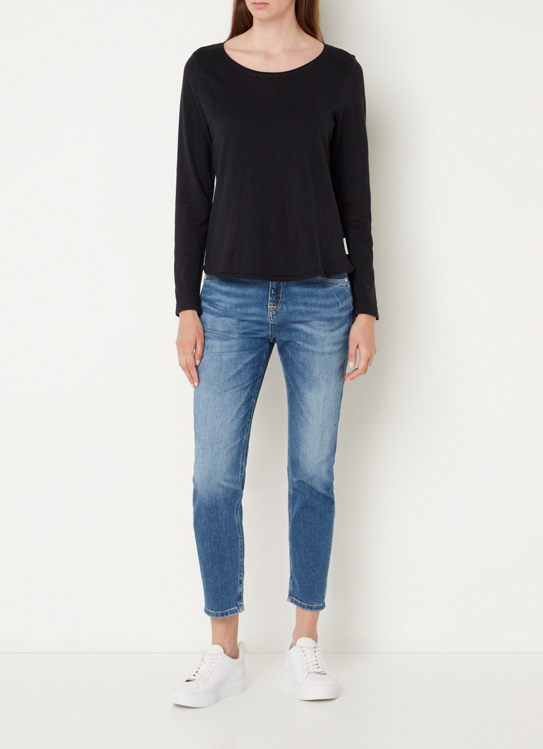 Marc O'Polo Denim High waist slim fit jeans van  katoen met medium wassing - voorkant 5 indigo