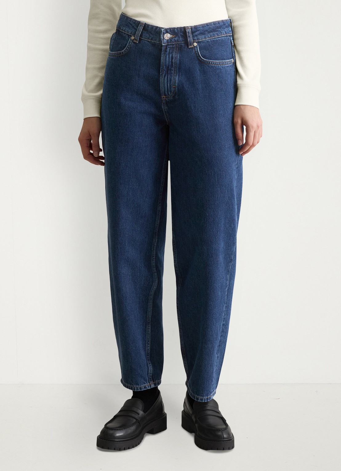 Marc O'Polo Denim High waist tapered fit jeans van katoen - detail 2 denim