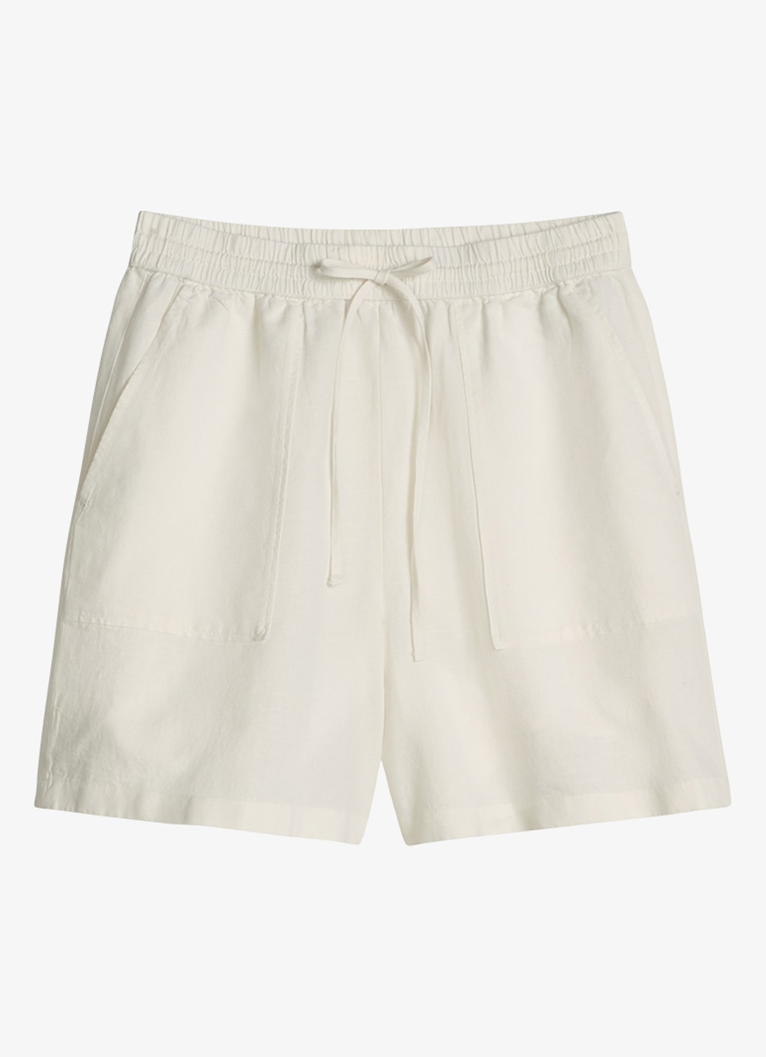 Marc O'Polo Denim High waist wide fit korte broek met steekzakken - voorkant 2 silky white-1183 / wit