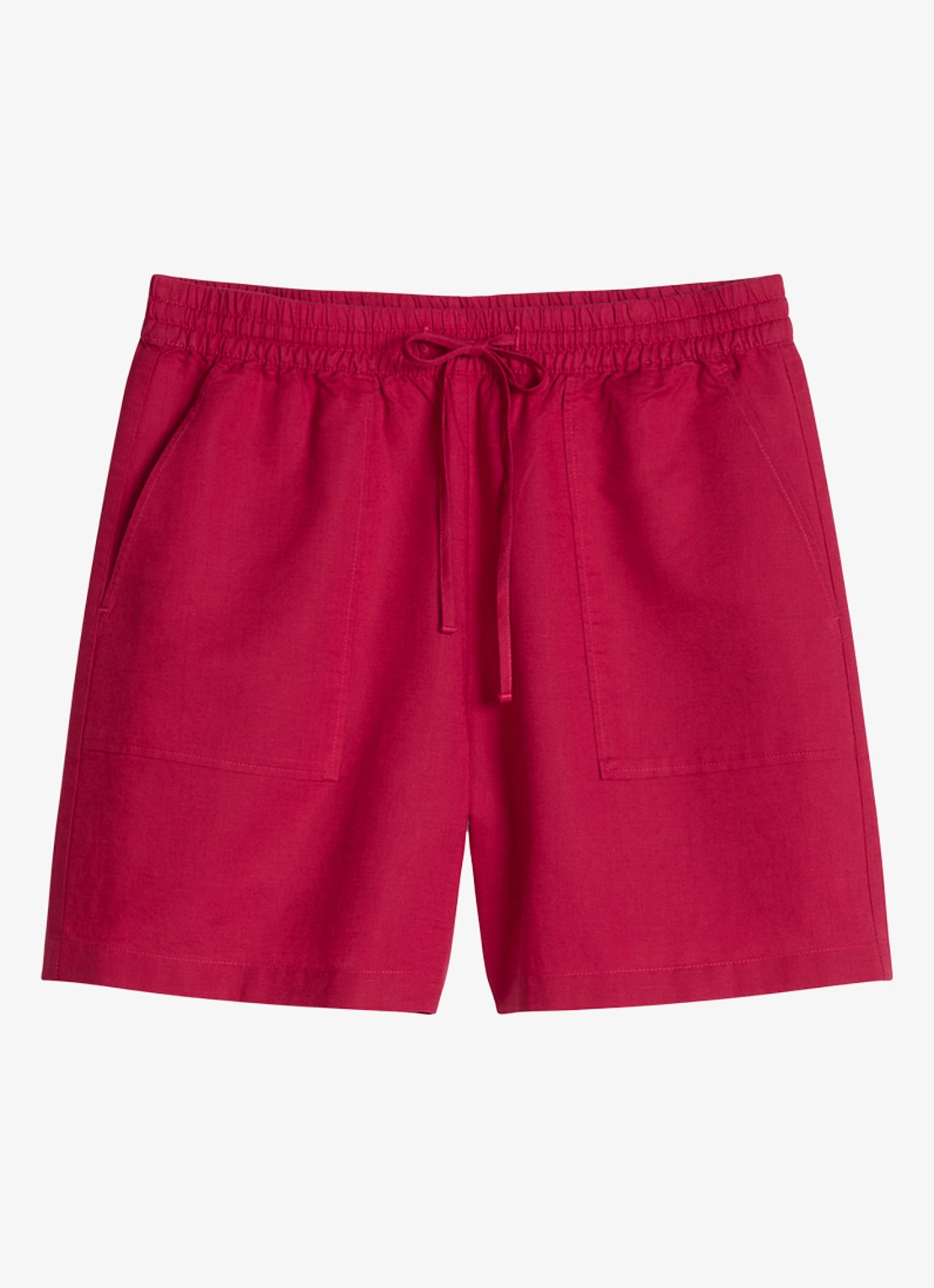 Marc O'Polo Denim High waist wide fit korte broek met steekzakken - voorkant 2 vivid cherry-6882 / rood