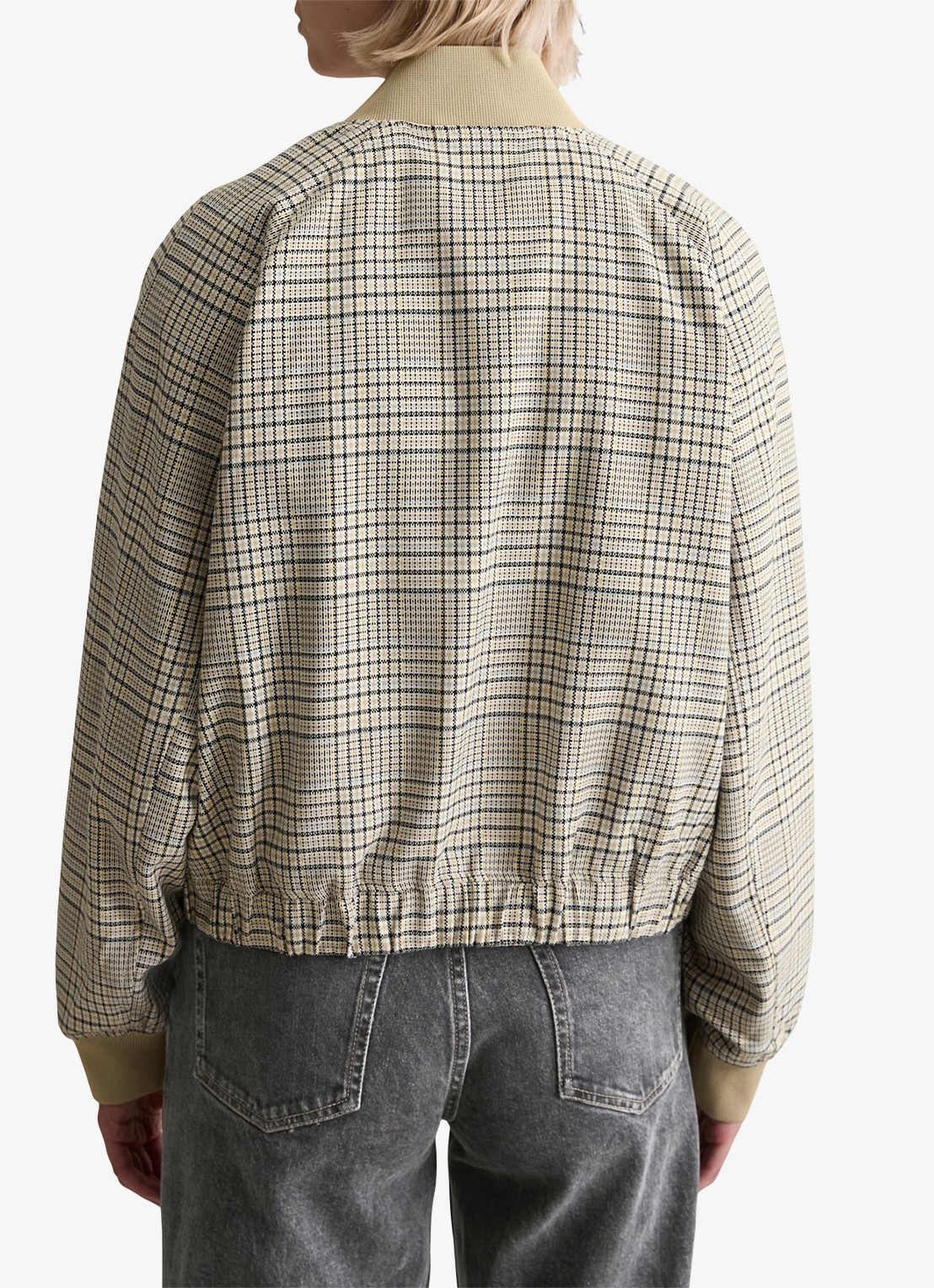 Marc O'Polo Denim Jack met ruitdessin en steekzakken - achterkant 3 beige