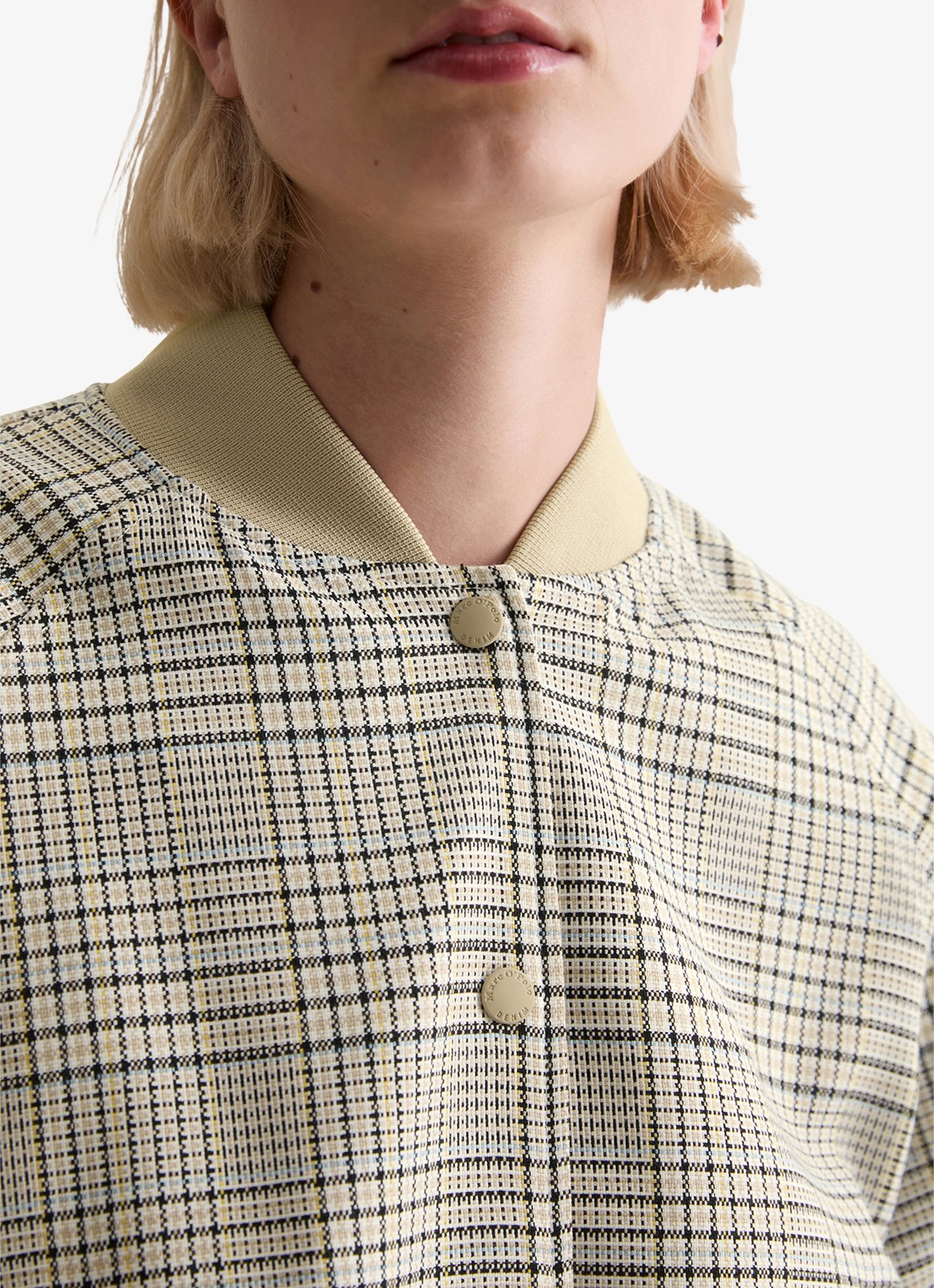 Marc O'Polo Denim Jack met ruitdessin en steekzakken - detail 2 beige