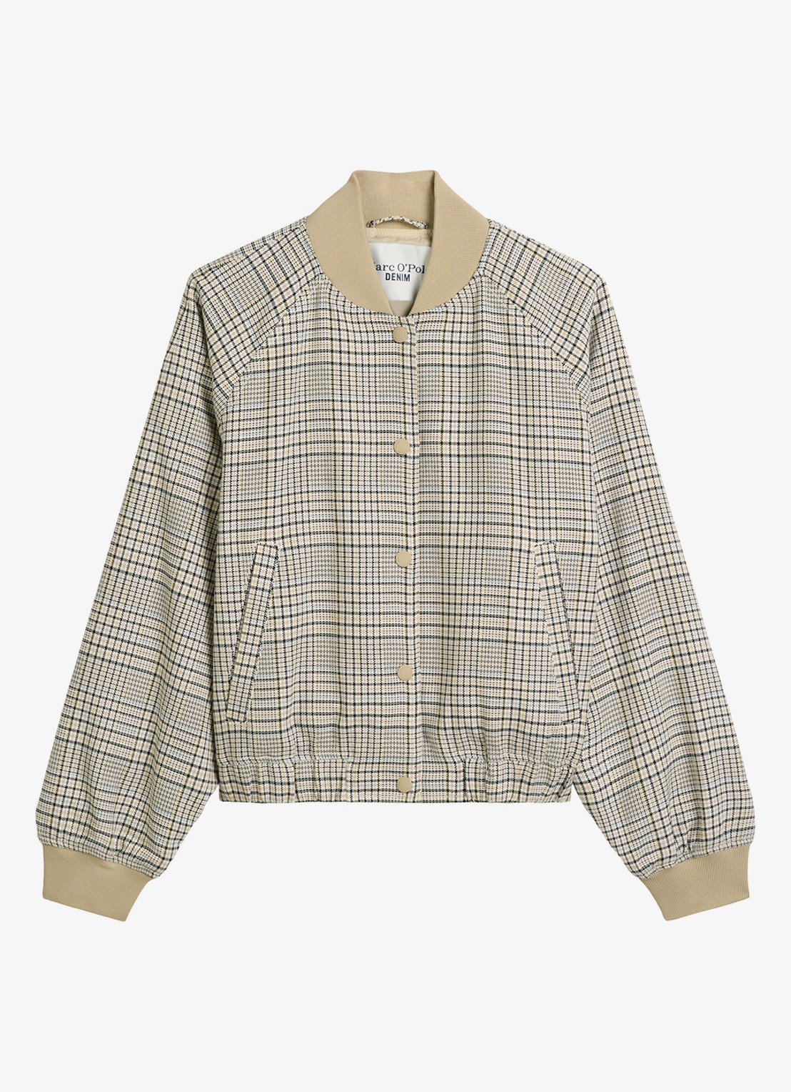 Marc O'Polo Denim Jack met ruitdessin en steekzakken - voorkant 4 beige