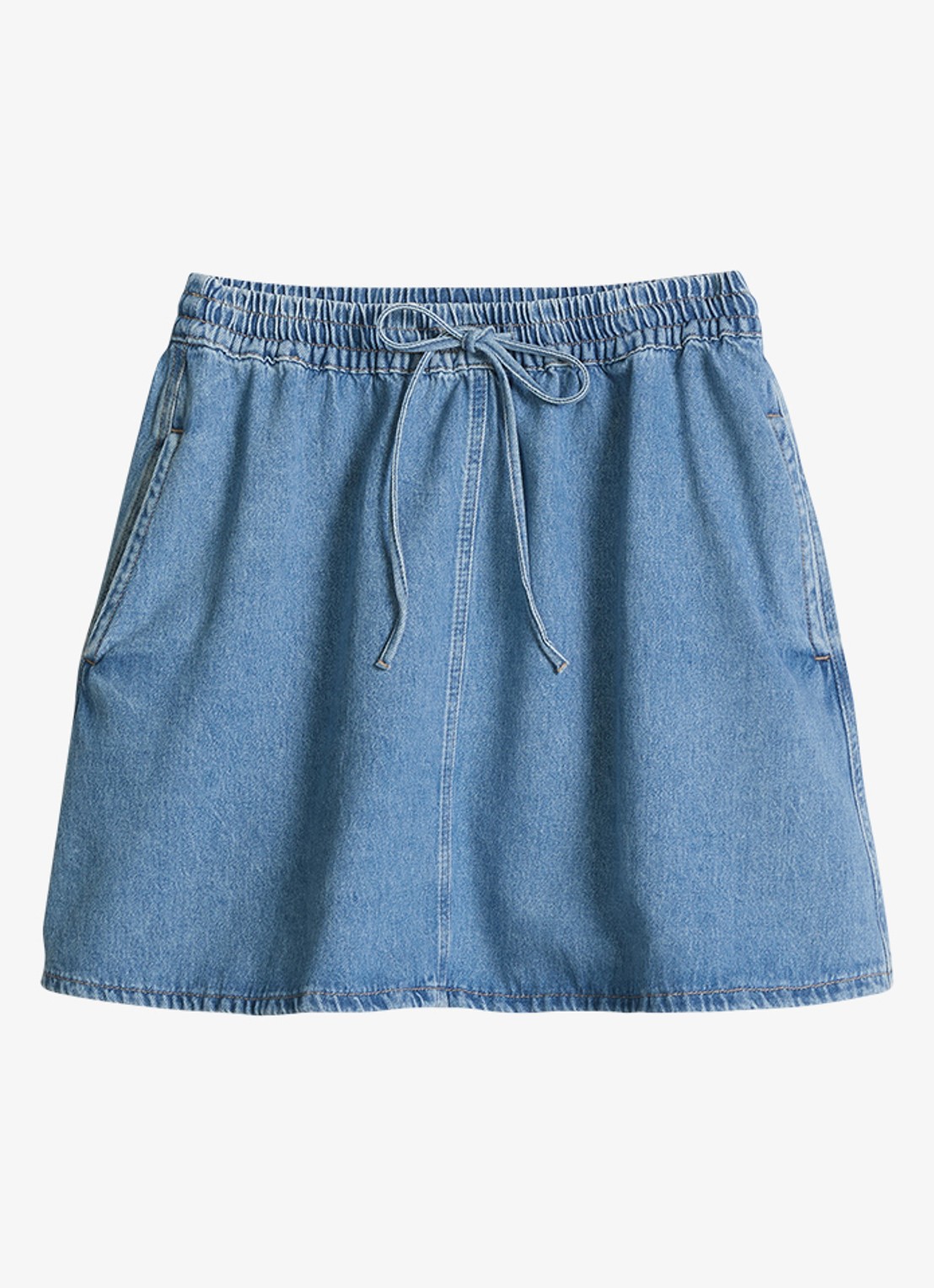 Marc O'Polo Denim Korte spijkerrok met zakken en elastische band - voorkant 4 medium blue-4928 / denim