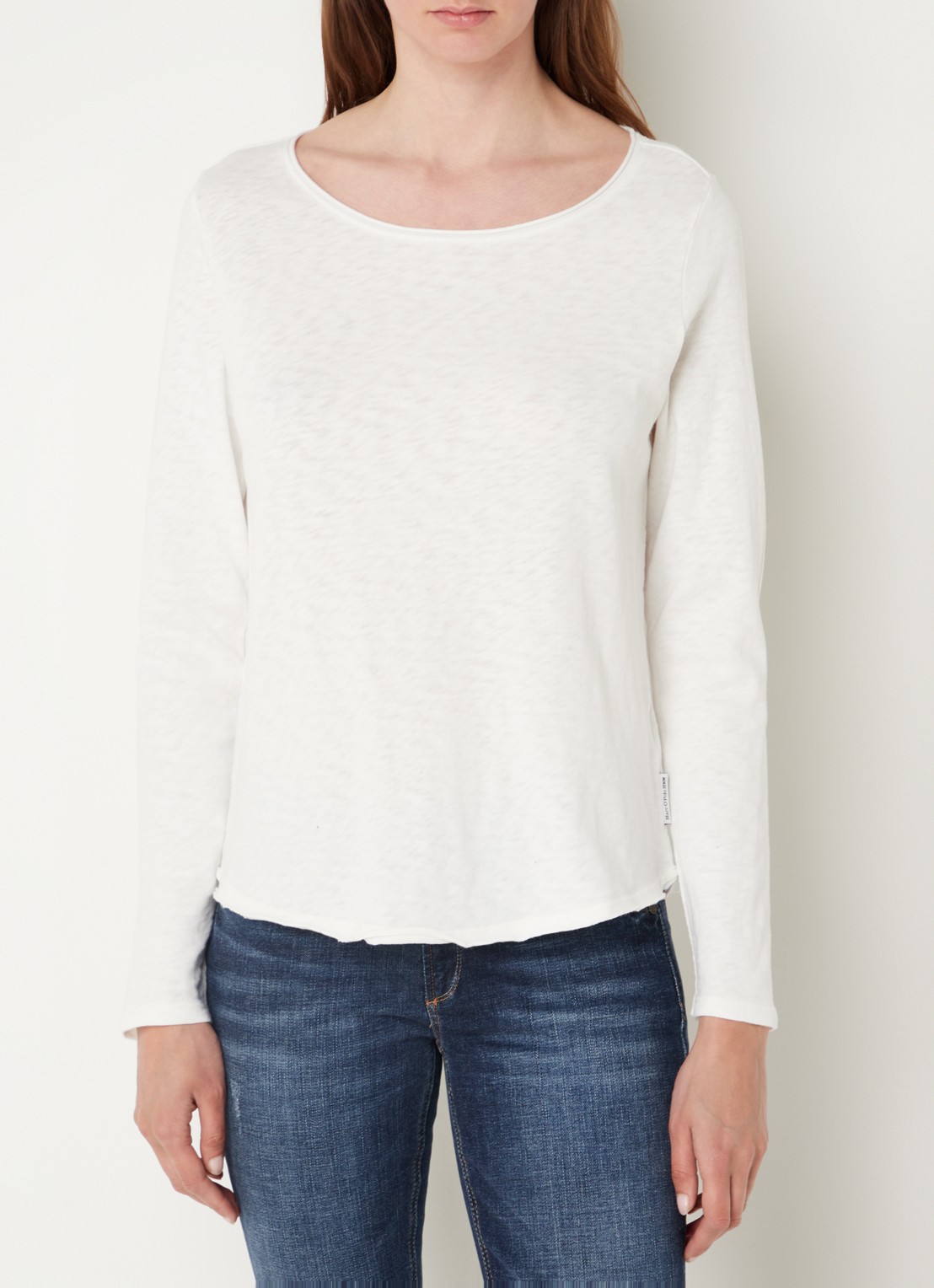 Marc O'Polo Denim Longsleeve met boothals - detail 3 gebroken wit