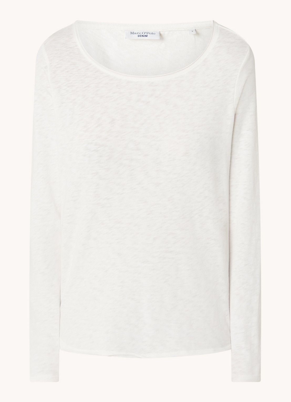 Marc O'Polo Denim Longsleeve met boothals - voorkant gebroken wit