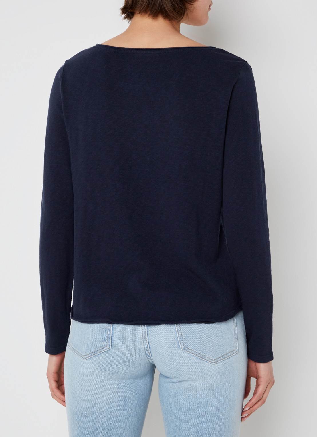 Marc O'Polo Denim Longsleeve met boothals - achterkant 3 donkerblauw